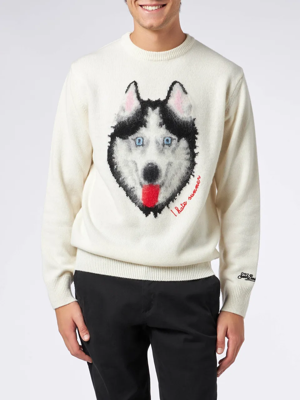 mc2-saint-barth-maglia-heron-uomo-in-misto-lana-grigio-jacquard-lupo image 1
