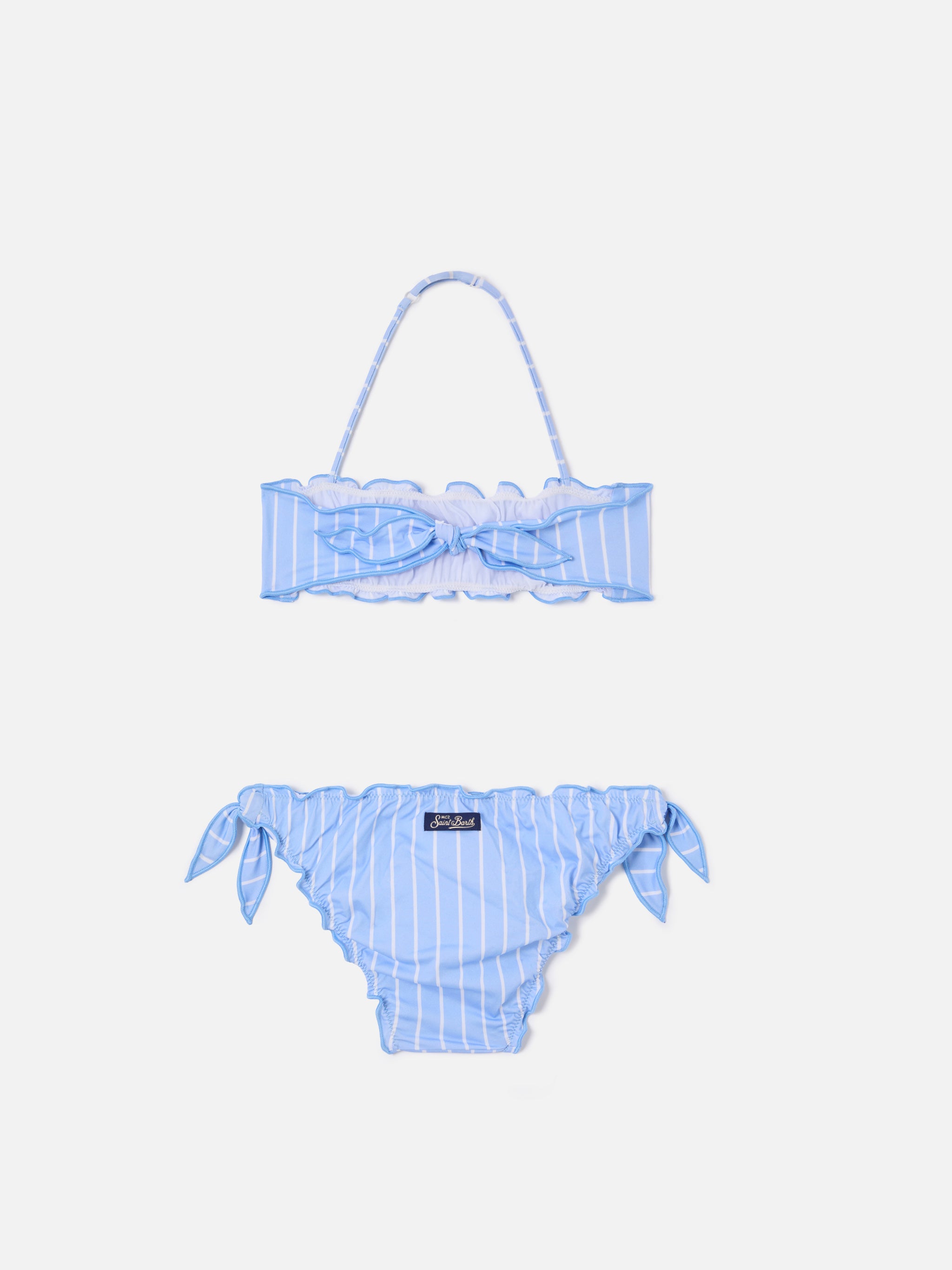 mc2-saint-barth-bikini-emy-bambina-a-righe-azzurre-e-bianche-con-bordi-arricciat image 2