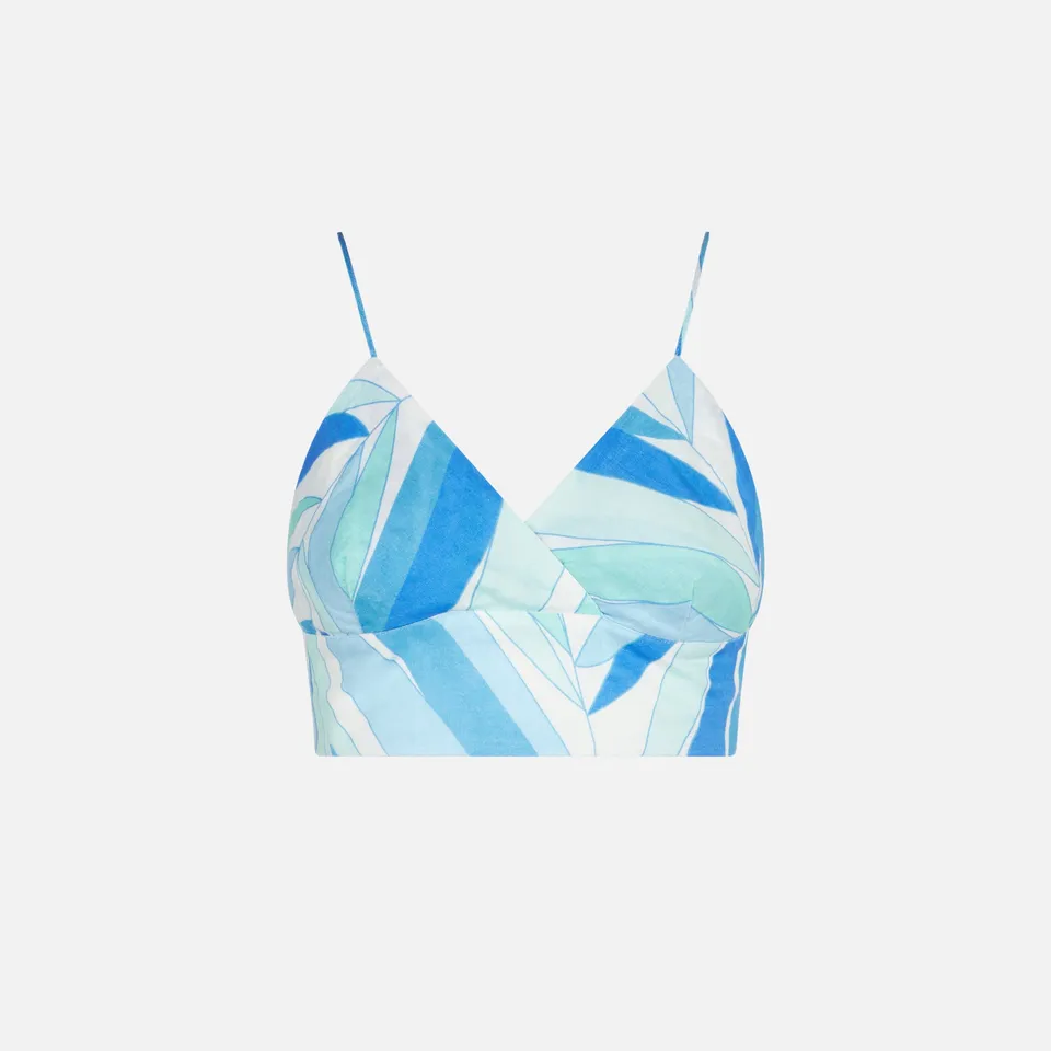 mc2-saint-barth-marielle-top-bralette-donna-in-lino-blu-stampa-palme-azzurre image 1