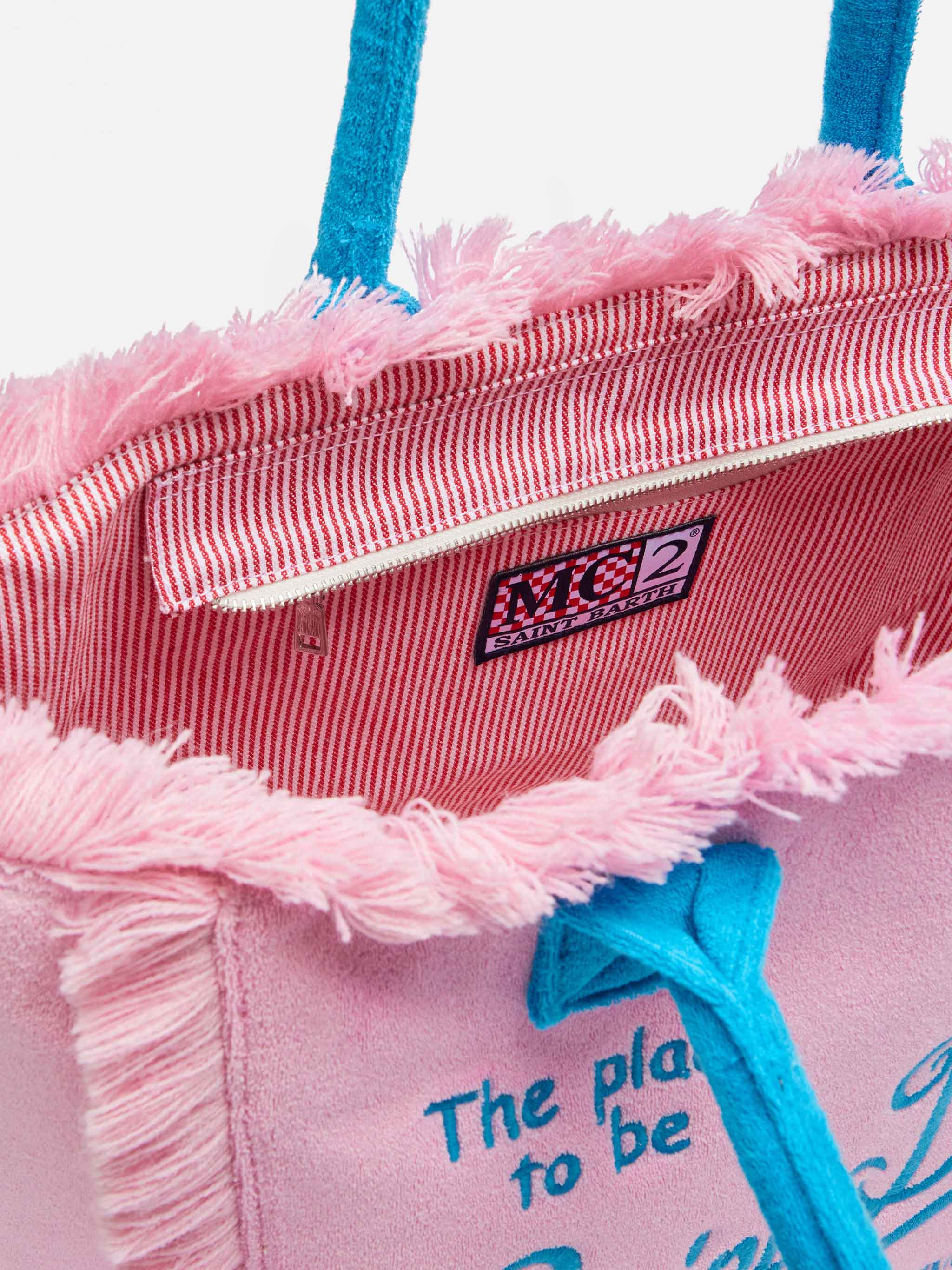 mc2-saint-barth-vanity-sponge-borsa-shopper-in-spugna-rosa-con-logo image 6