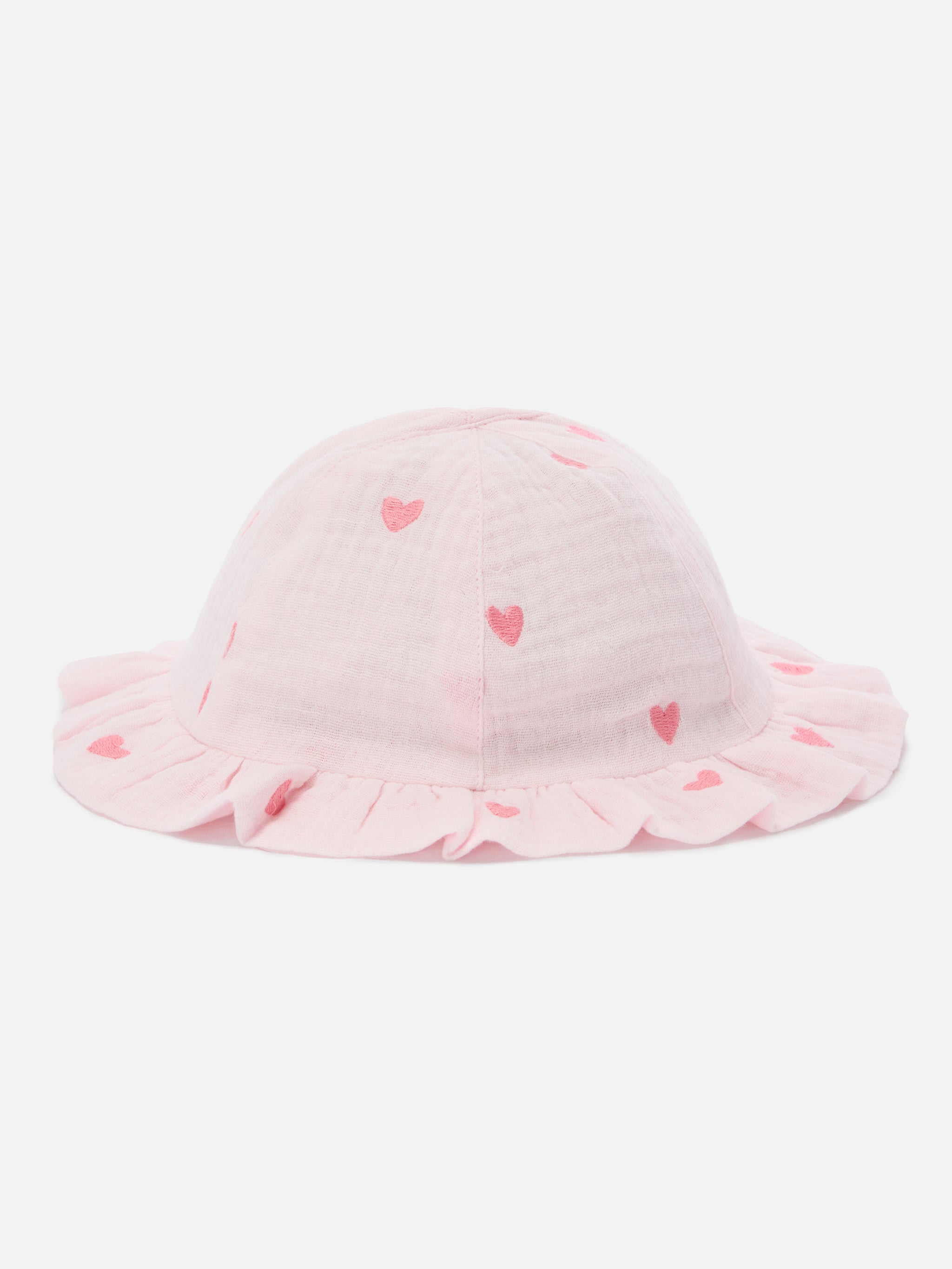 mc2-saint-barth-doremi-cappellino-da-sole-bambina-in-mussola-rosa-con-ricamo-cuo image 1