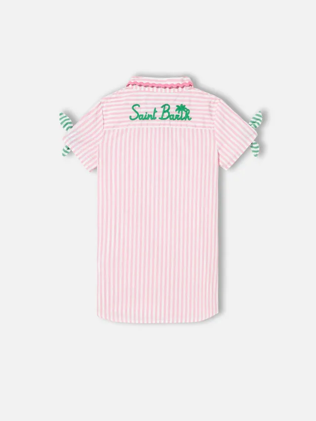 mc2-saint-barth-abito-chemisier-bambina-a-righe-fucsia-e-bianco-in-cotone image 1