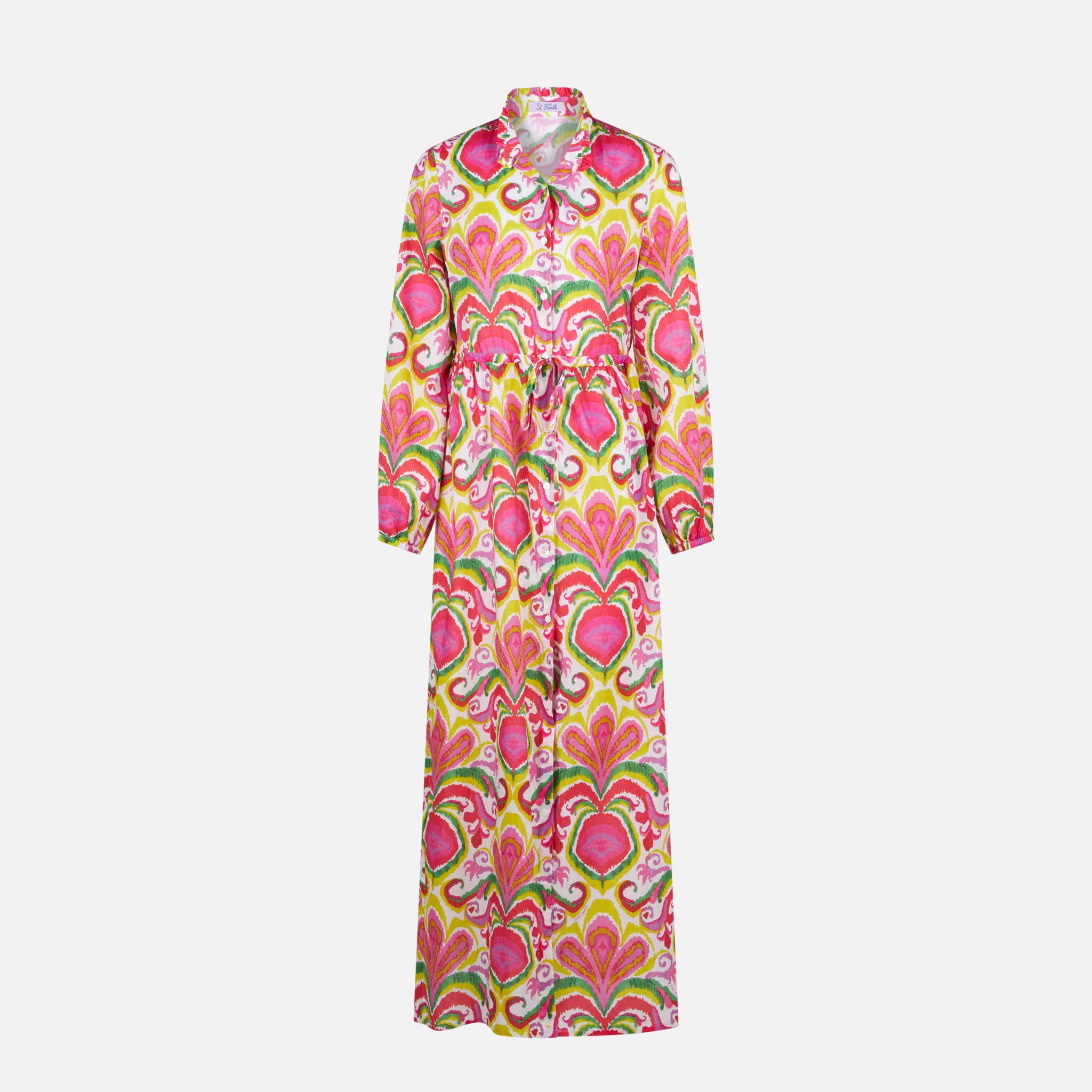 mc2-saint-barth-jodie-abito-cotone-ikat-multicolor-maniche-lunghe image 4