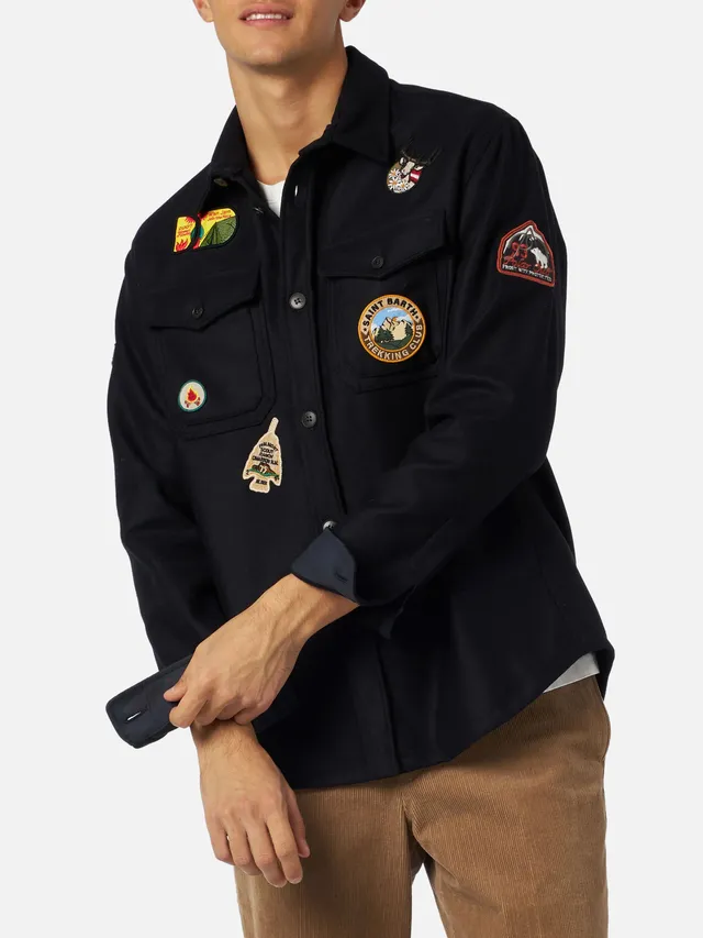 mc2-saint-barth-camicia-overshirt-burton-uomo-in-misto-lana-blu-con-patch image 1