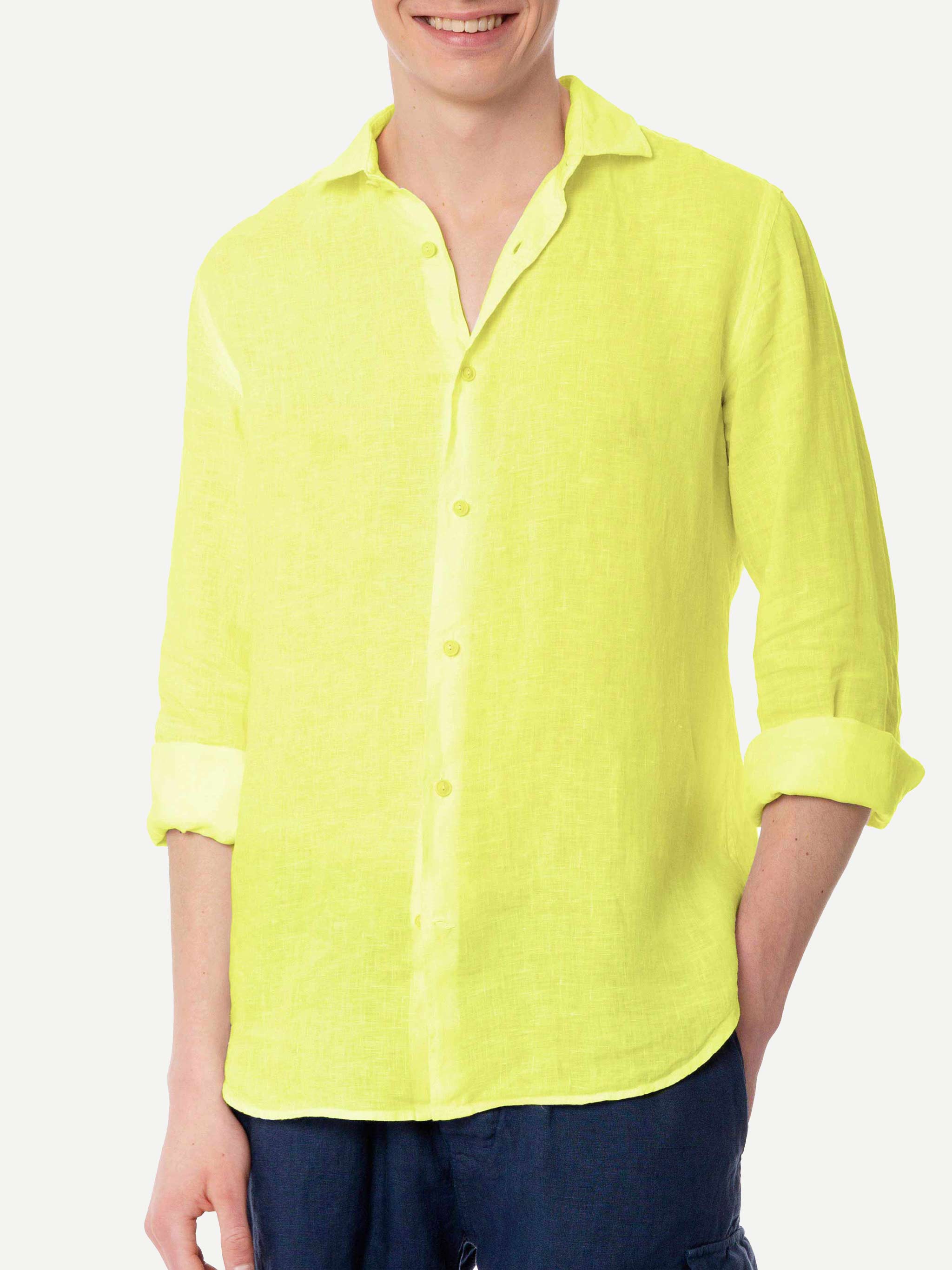 mc2-saint-barth-camicia-pamplona-uomo-in-lino-giallo image 1