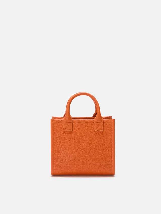 mc2-saint-barth-vanity-bag-mini-borsa-a-spalla-pelle-martellata-arancio image 1