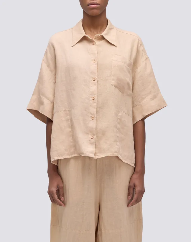 sundek-camicia-donna-in-lino-tinto-capo-relaxed-goldenwave image 1