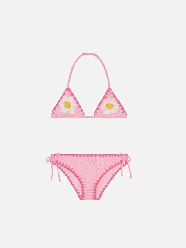 bikini-da-bambina-mc2-saint-barth-marielle-in-rosa-con-ricamo image 1