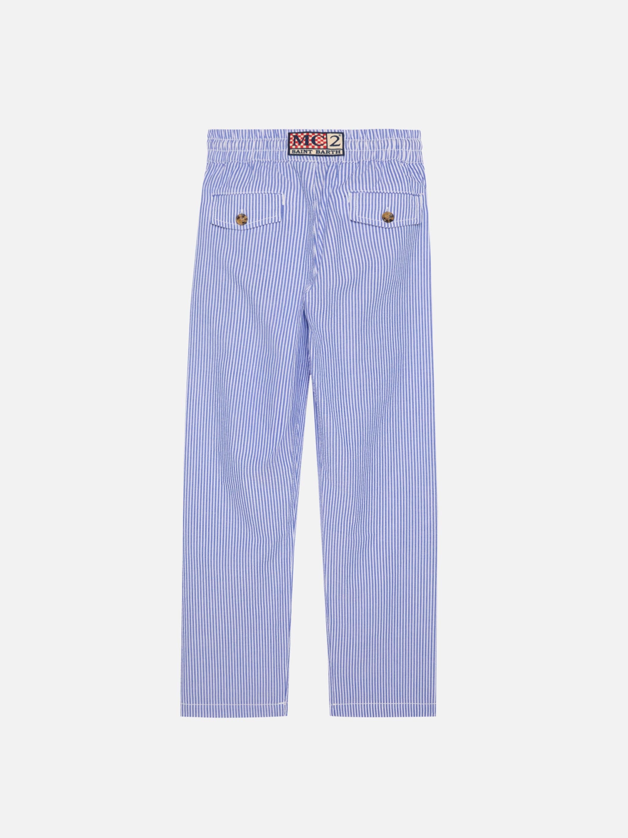 mc2-saint-barth-calais-jr-pantaloni-bambino-blu-seersucker-rigati image 2