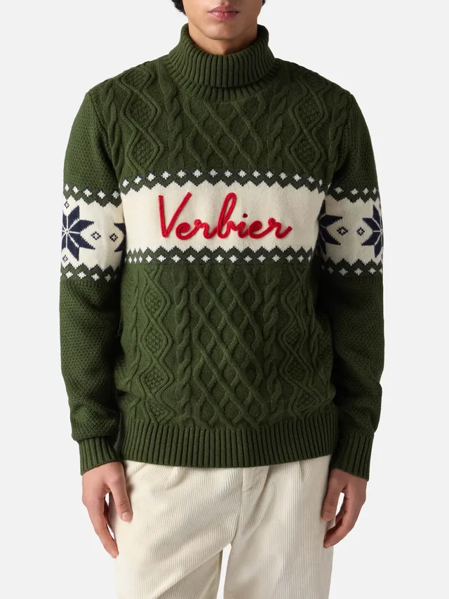 mc2-saint-barth-verbier-maglione-uomo-mezzo-collo-alto-verde-militare image 1