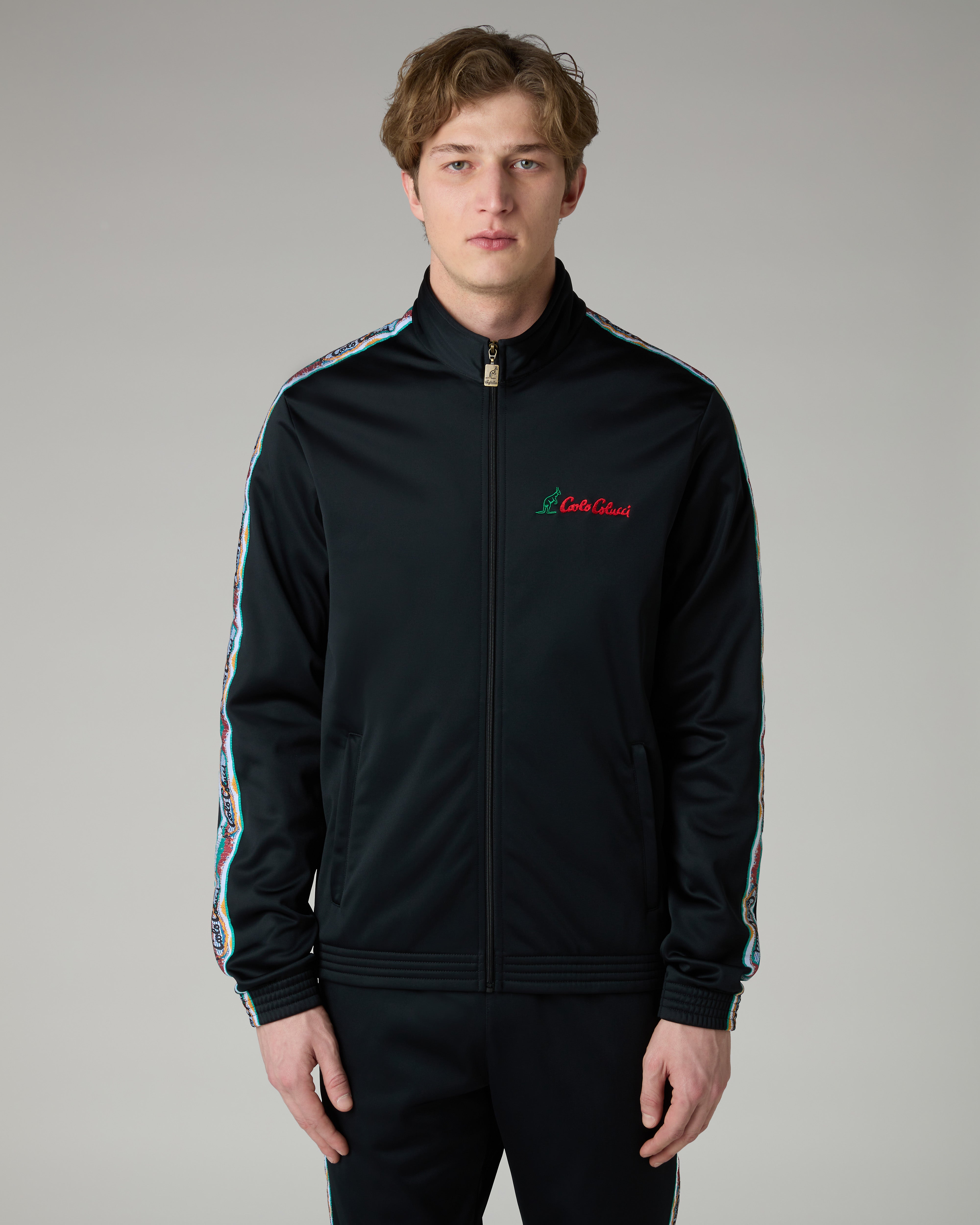 australian-x-carlo-colucci-color-tape-track-jacket-giacca-nera-acetato image 1