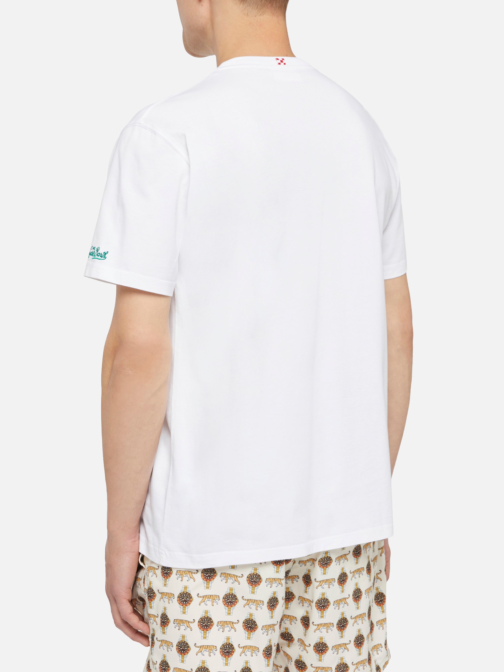 t-shirt-mc2-saint-barth-austin-in-cotone-con-ricamo-e-stampa-orologio image 4