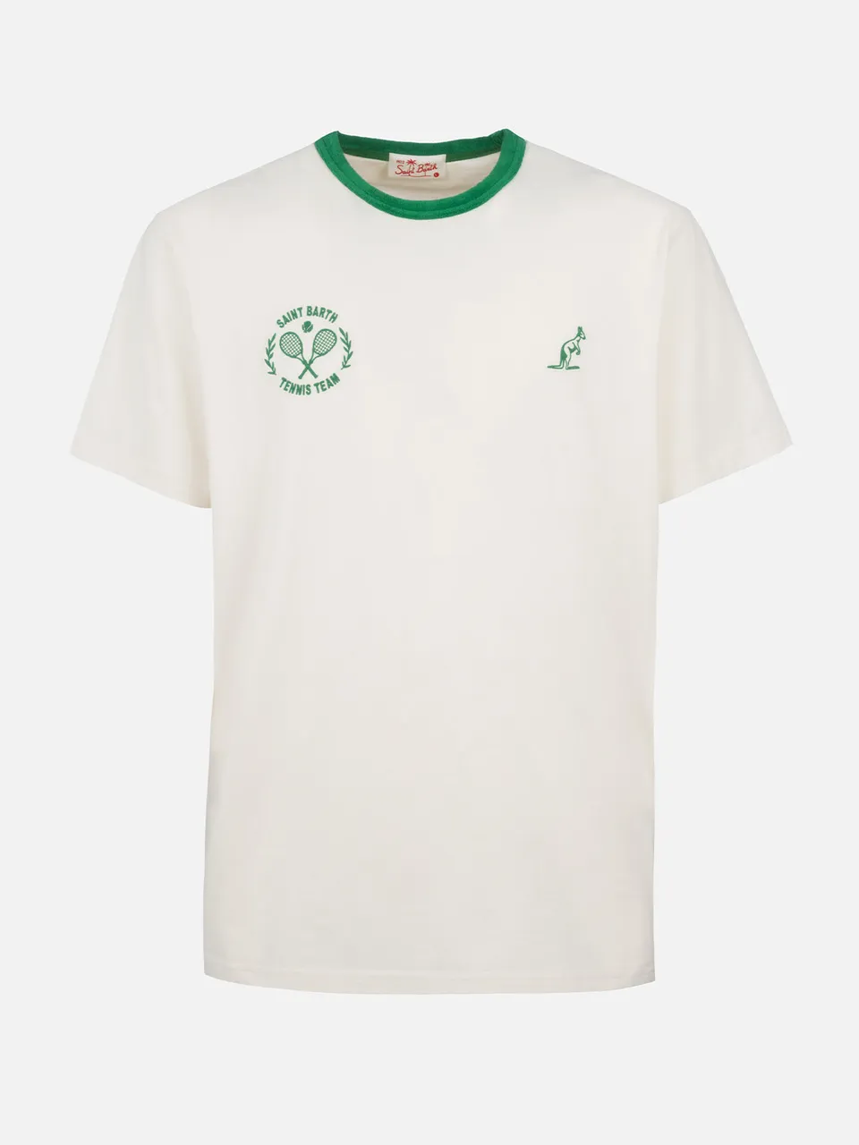 mc2-saint-barth-t-shirt-dover-uomo-in-cotone-bianco-tinta-unita-con-ricamo-front image 1