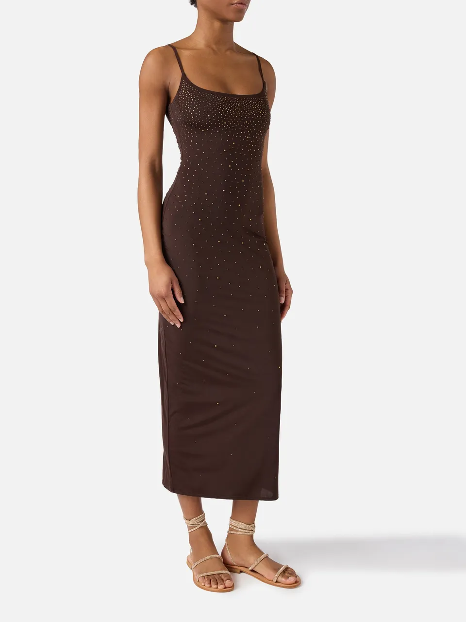mc2-saint-barth-evy-abito-lungo-donna-marrone-con-strass-degrad image 1