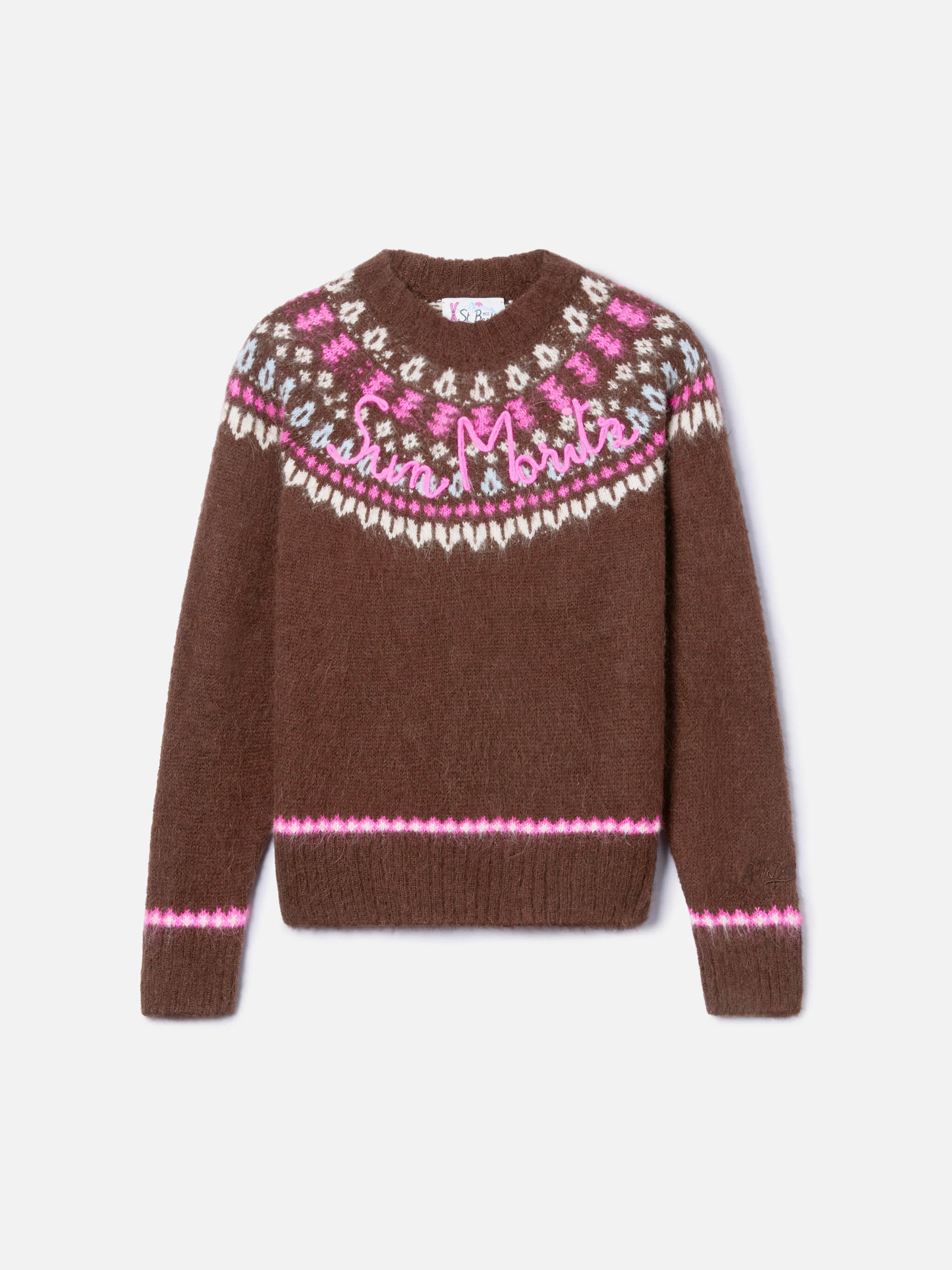 mc2-saint-barth-queen-nordic-soft-maglione-jacquard-fair-isle-marrone-sun-moritz image 5