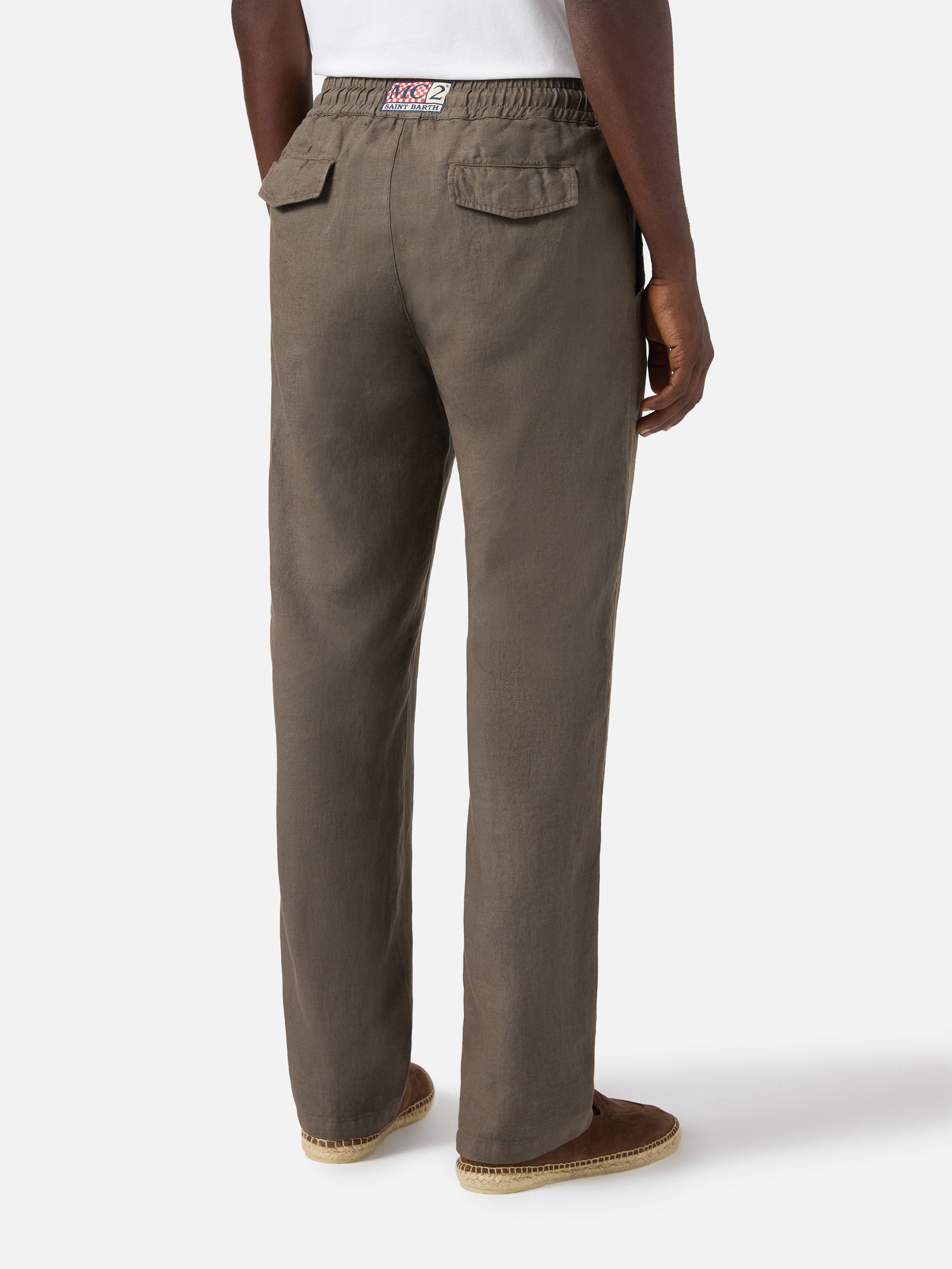 mc2-saint-barth-calais-pantalone-uomo-lungo-kaki-in-puro-lino image 2