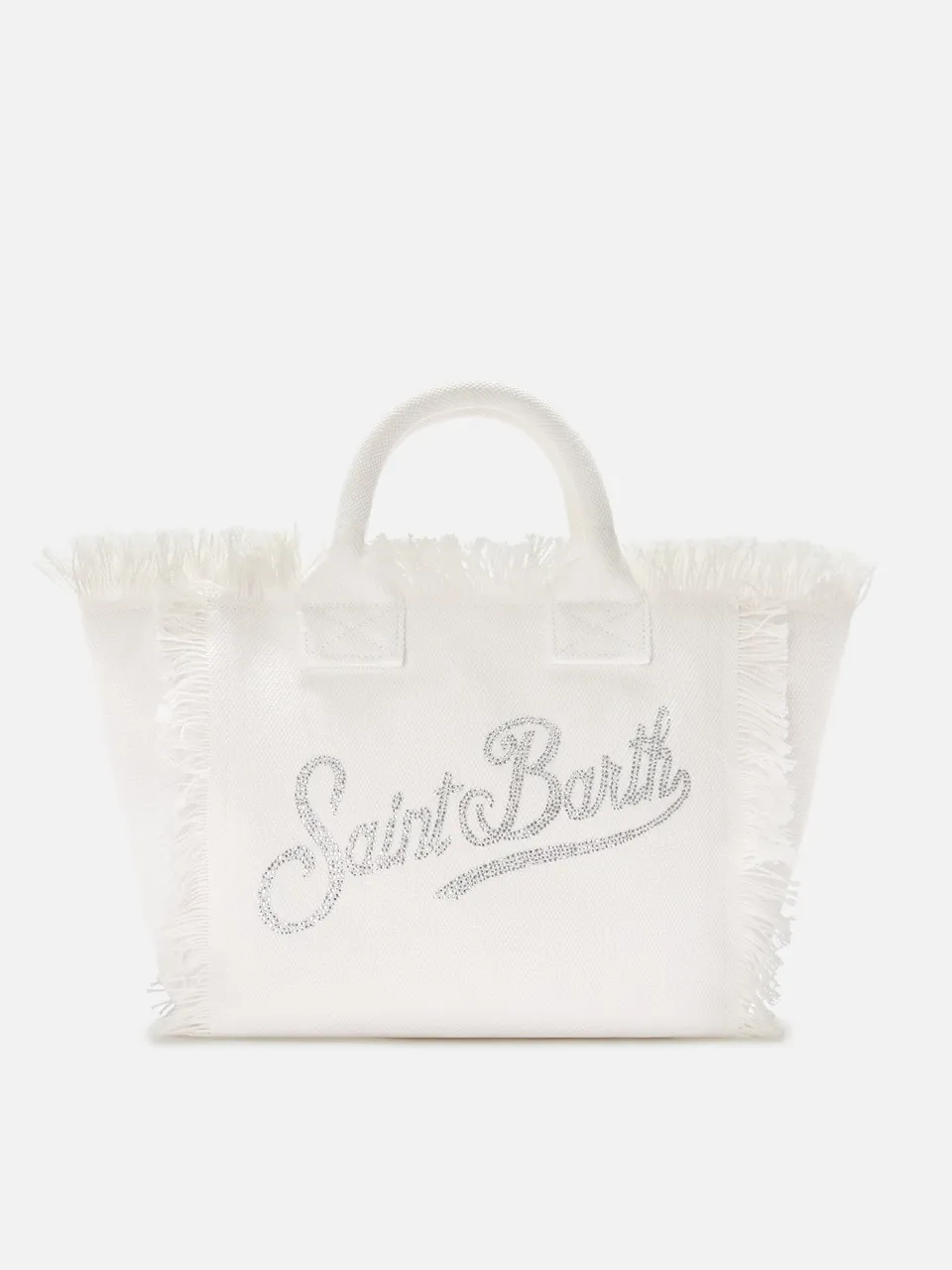 mc2-saint-barth-borsa-colette-in-canvas-bianco-con-logo-in-strass-frange-e-traco image 1