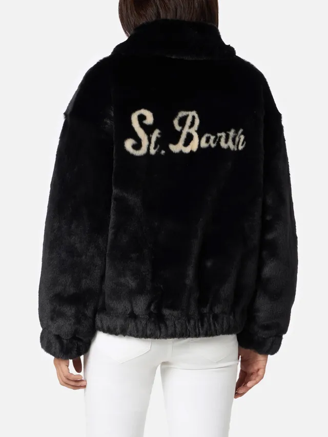 mc2-saint-barth-aveline-bomber-donna-effetto-pelliccia-nero-stampa-saint-barth image 1