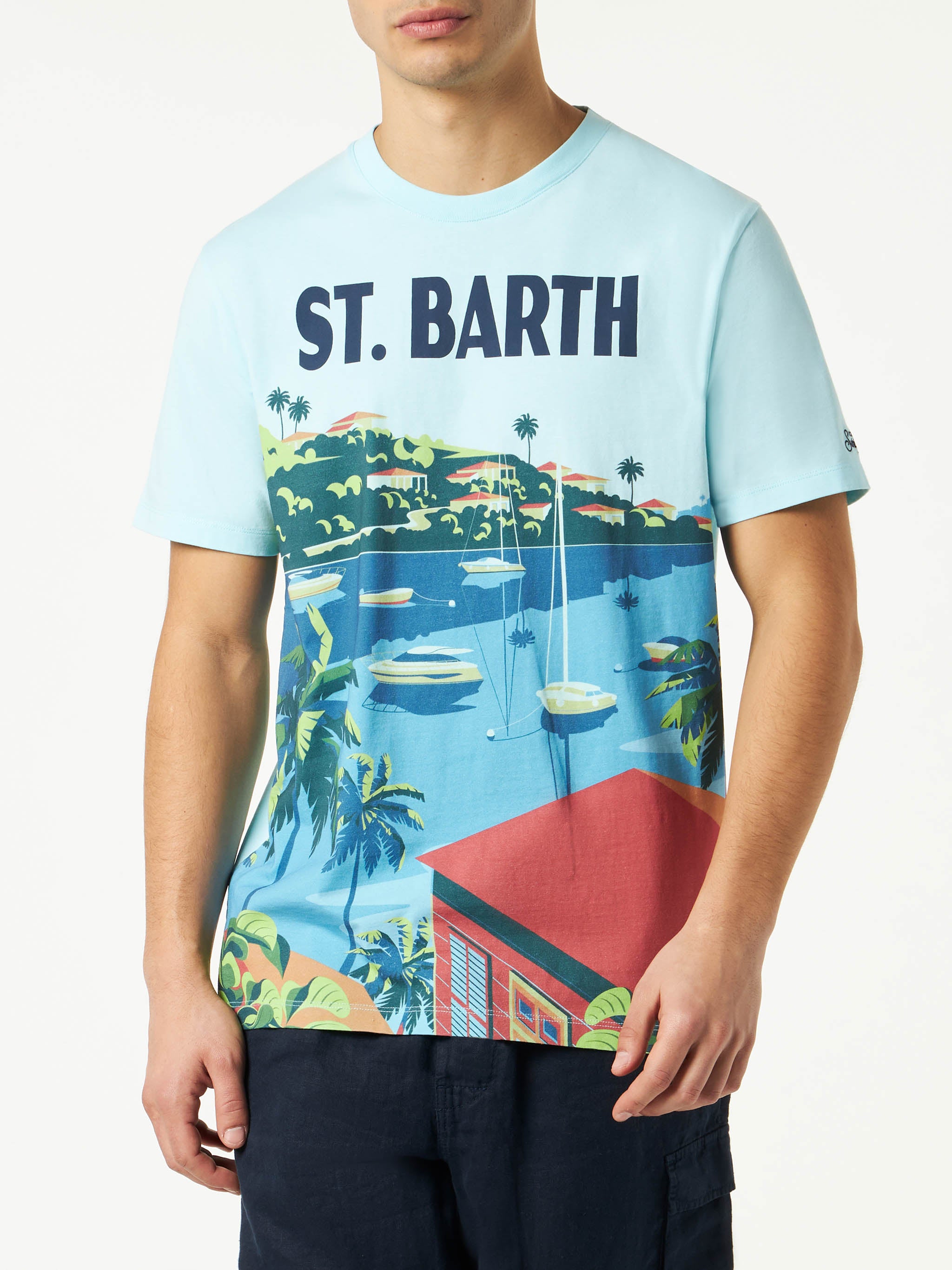 mc2-saint-barth-t-shirt-uomo-con-stampa-saint-barth-postcard-in-cotone-verde-acq image 2