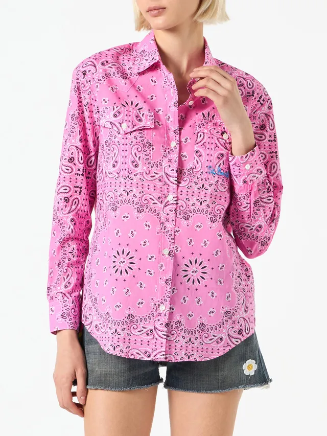 mc2-saint-barth-camicia-amaya-texana-stampa-bandana-rosa image 1