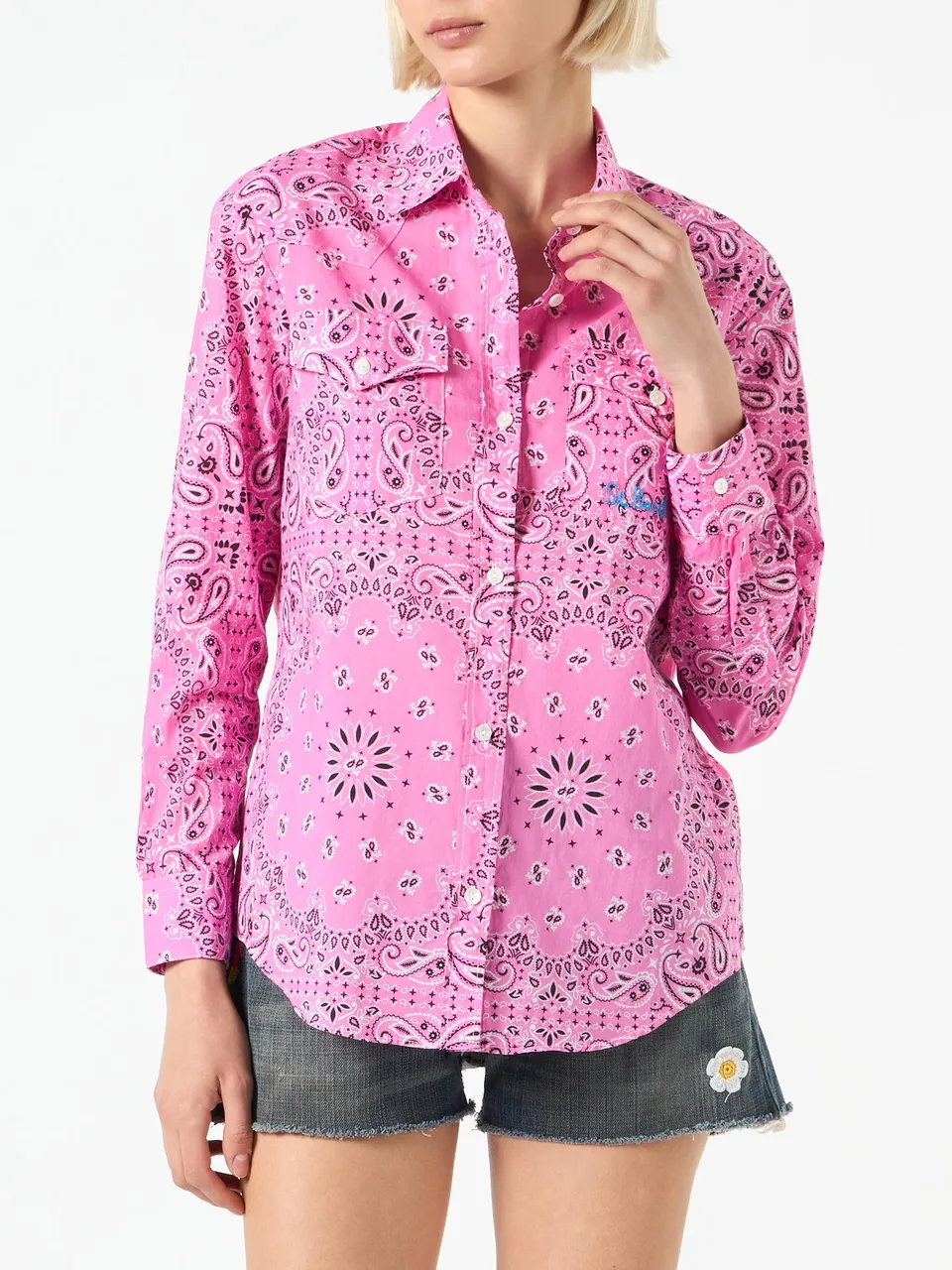 mc2-saint-barth-camicia-amaya-texana-stampa-bandana-rosa image 1
