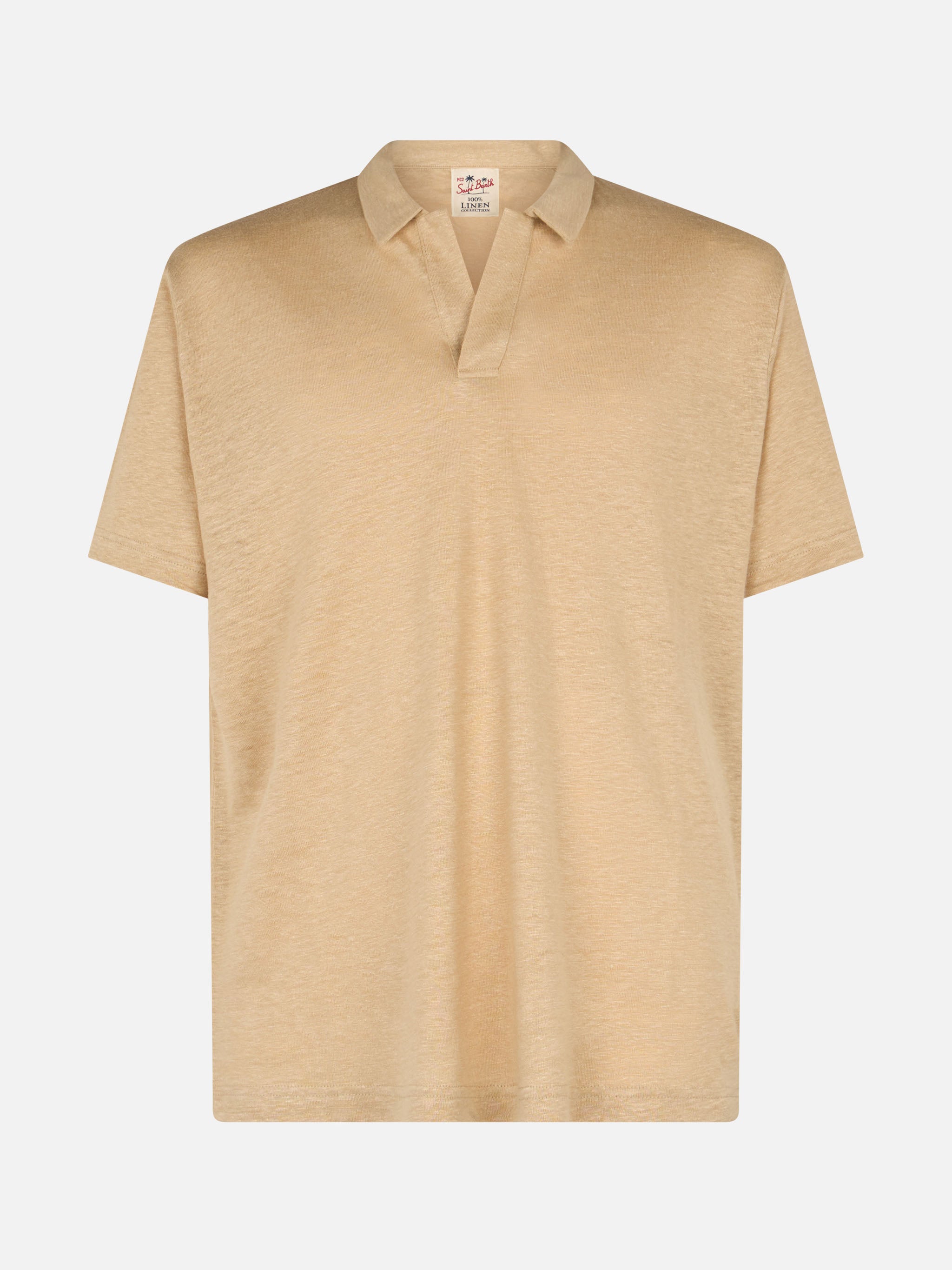 mc2-saint-barth-polo-fraser-senza-bottoni-in-lino-beige-uomo image 5