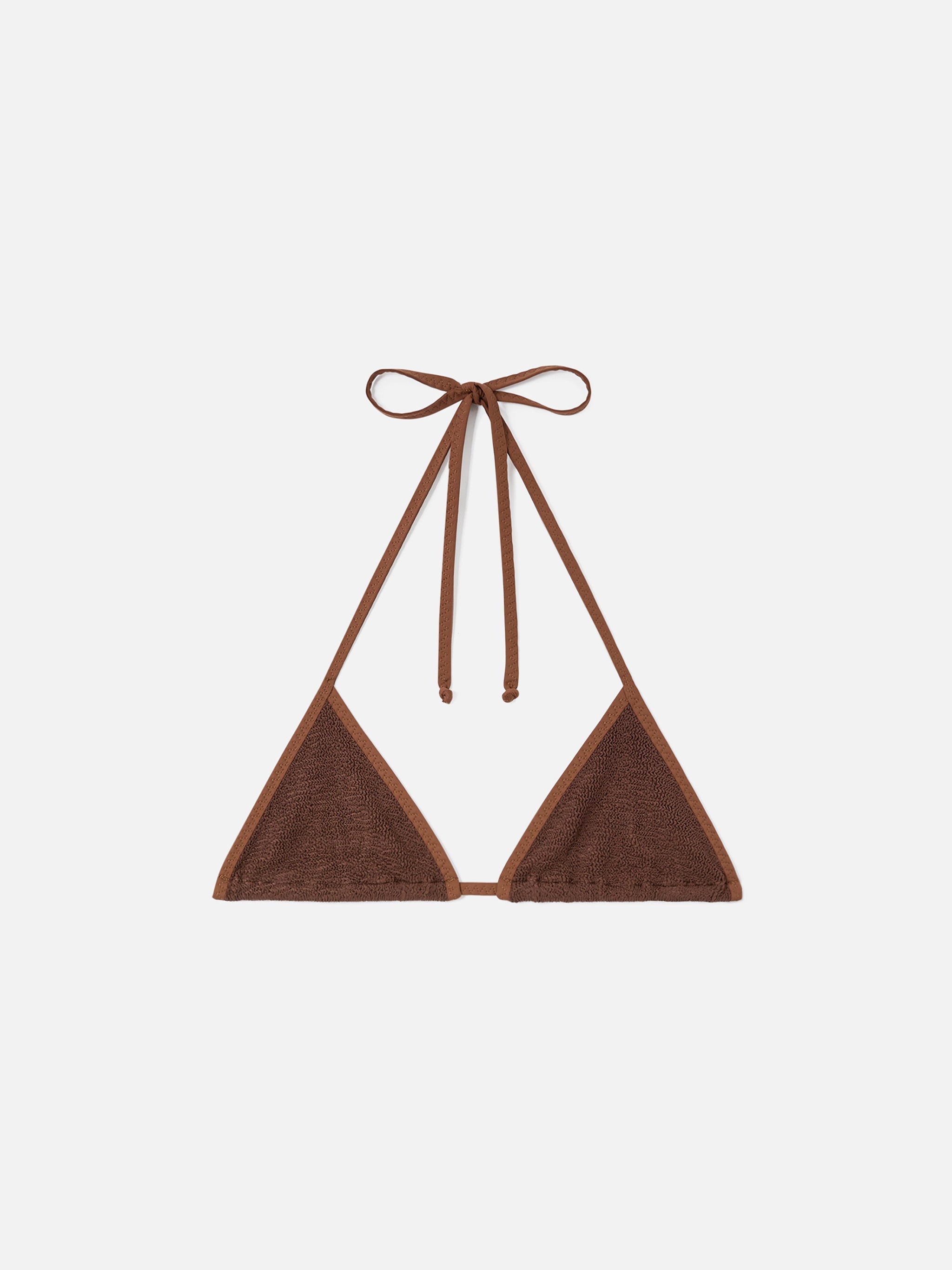 mc2-saint-barth-top-bikini-leah-triangolo-in-tessuto-crinkle-marrone-tinta-unita image 1