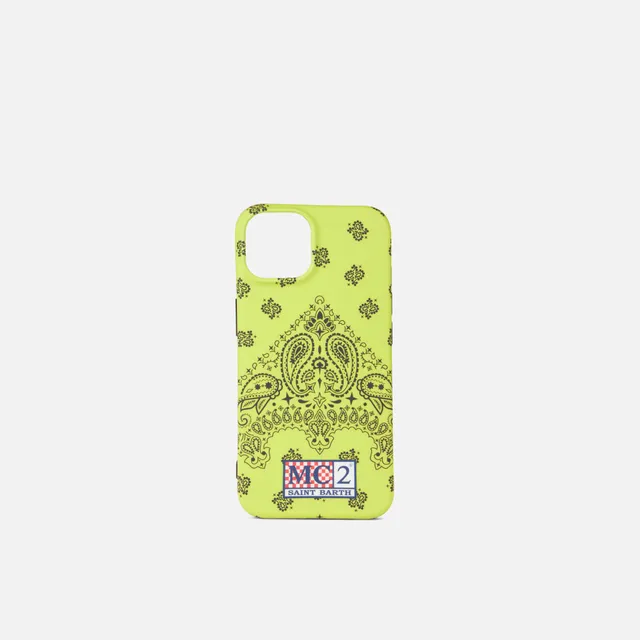 mc2-saint-barth-cover-per-iphone-13-14-con-stampa-bandana-giallo-fluo-mod-cov131 image 1