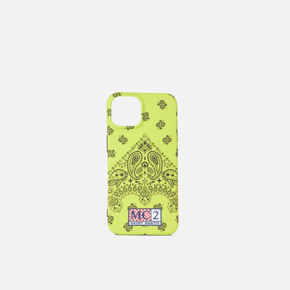 mc2-saint-barth-cover-per-iphone-13-14-con-stampa-bandana-giallo-fluo-mod-cov131 image 1