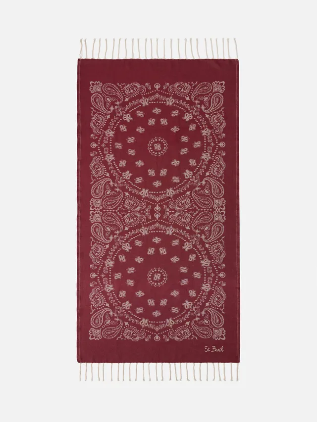 mc2-saint-barth-fouta-fout009-telo-mare-in-cotone-jacquard-bandana-rosso image 1