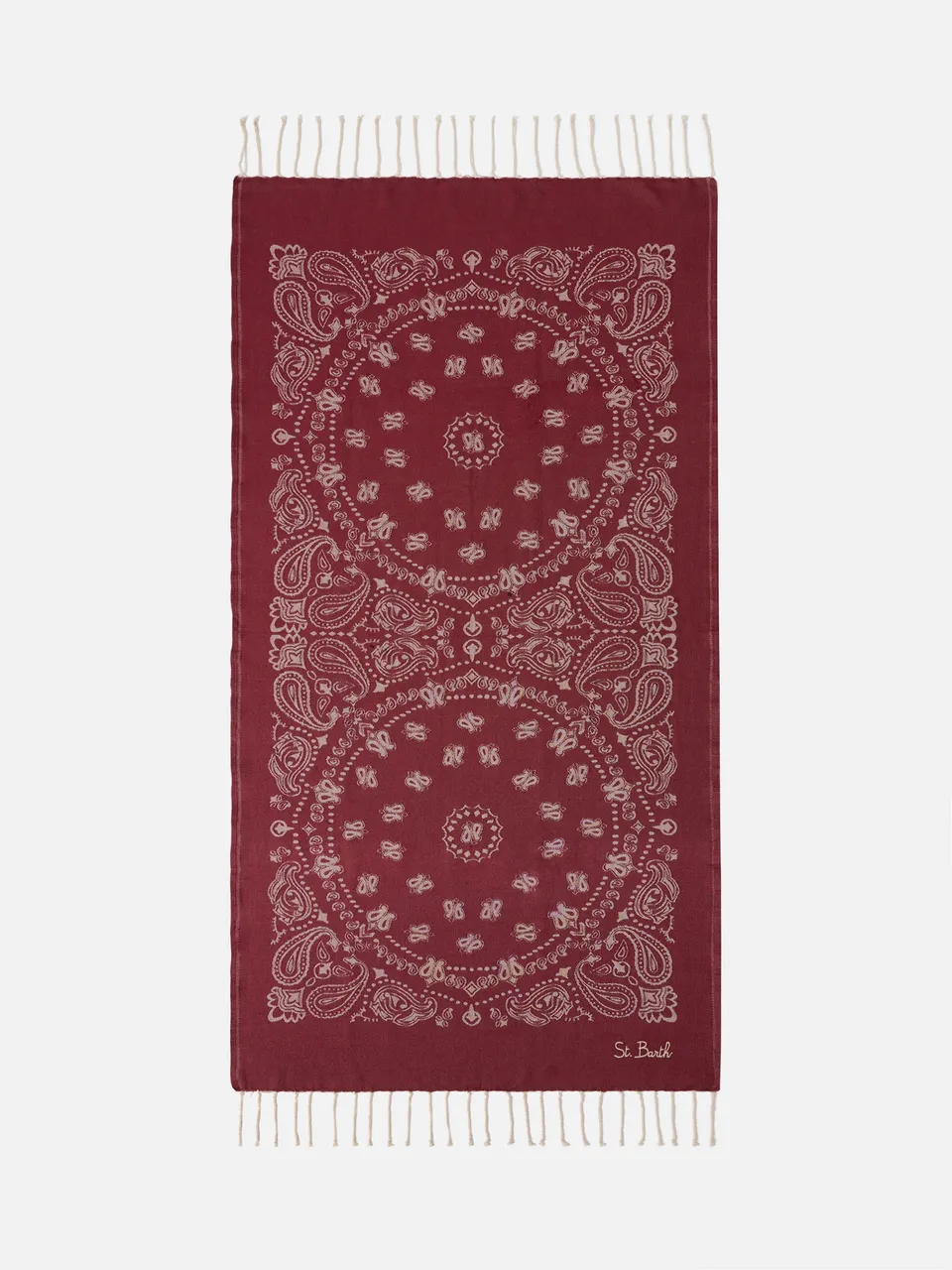 mc2-saint-barth-fouta-fout009-telo-mare-in-cotone-jacquard-bandana-rosso image 1