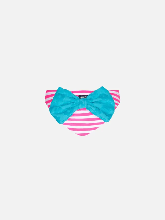 mc2-saint-barth-slip-mare-bambina-righe-rosa-bianche-con-fiocco-bluette image 1
