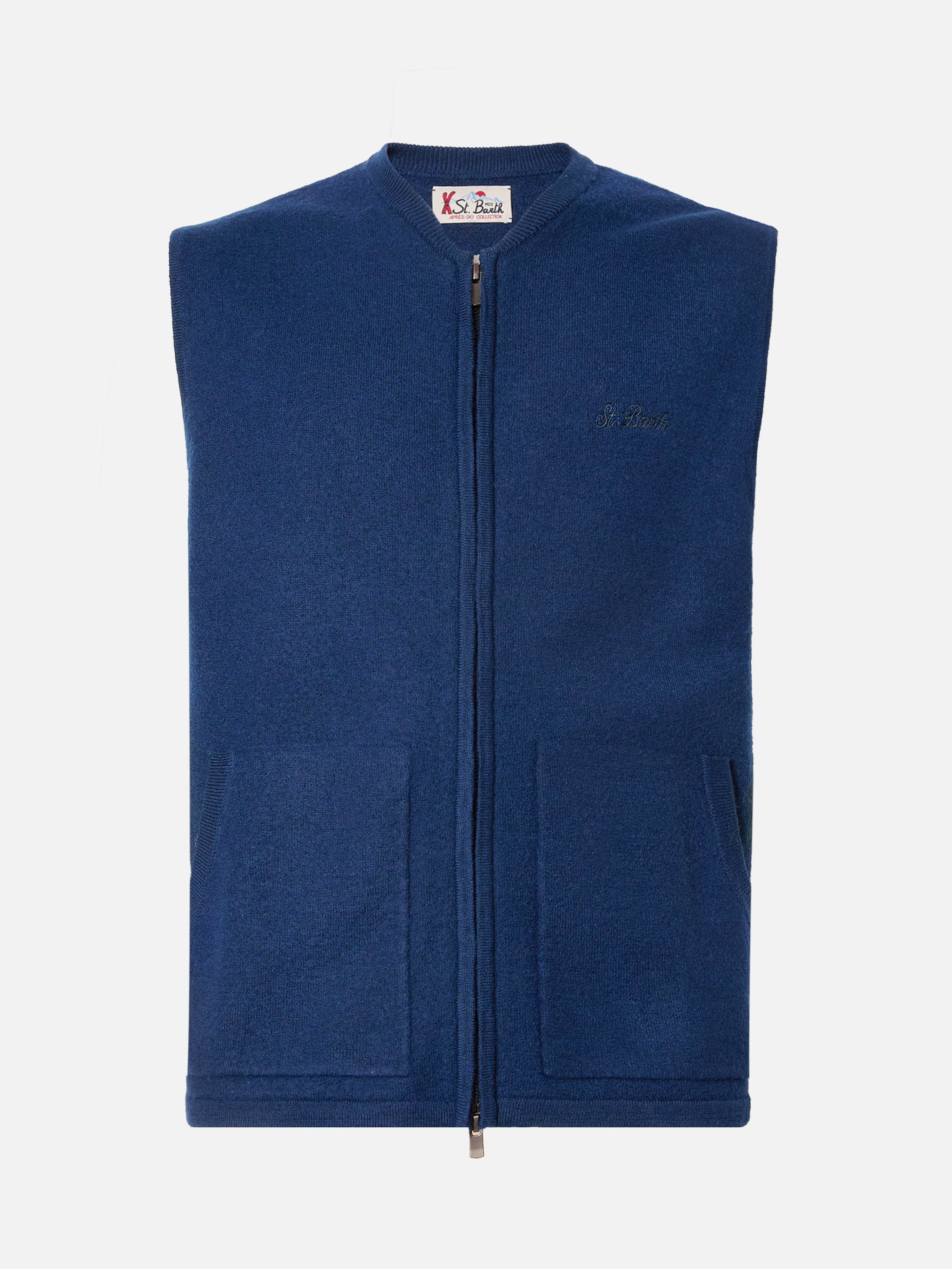 mc2-saint-barth-chioto-gilet-smanicato-uomo-blu-navy-in-fleece image 5
