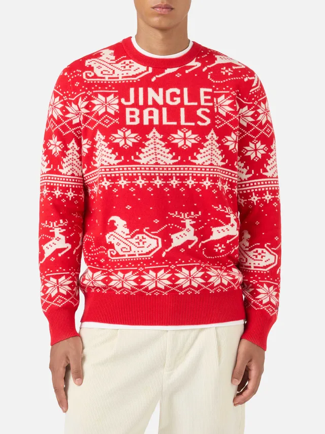 mc2-saint-barth-heron-maglione-uomo-rosso-fair-isle-jacquard-jingle-balls image 1