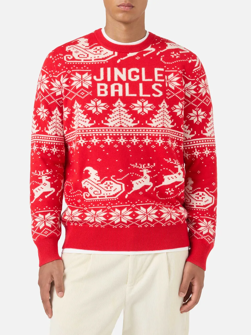 mc2-saint-barth-heron-maglione-uomo-rosso-fair-isle-jacquard-jingle-balls image 1