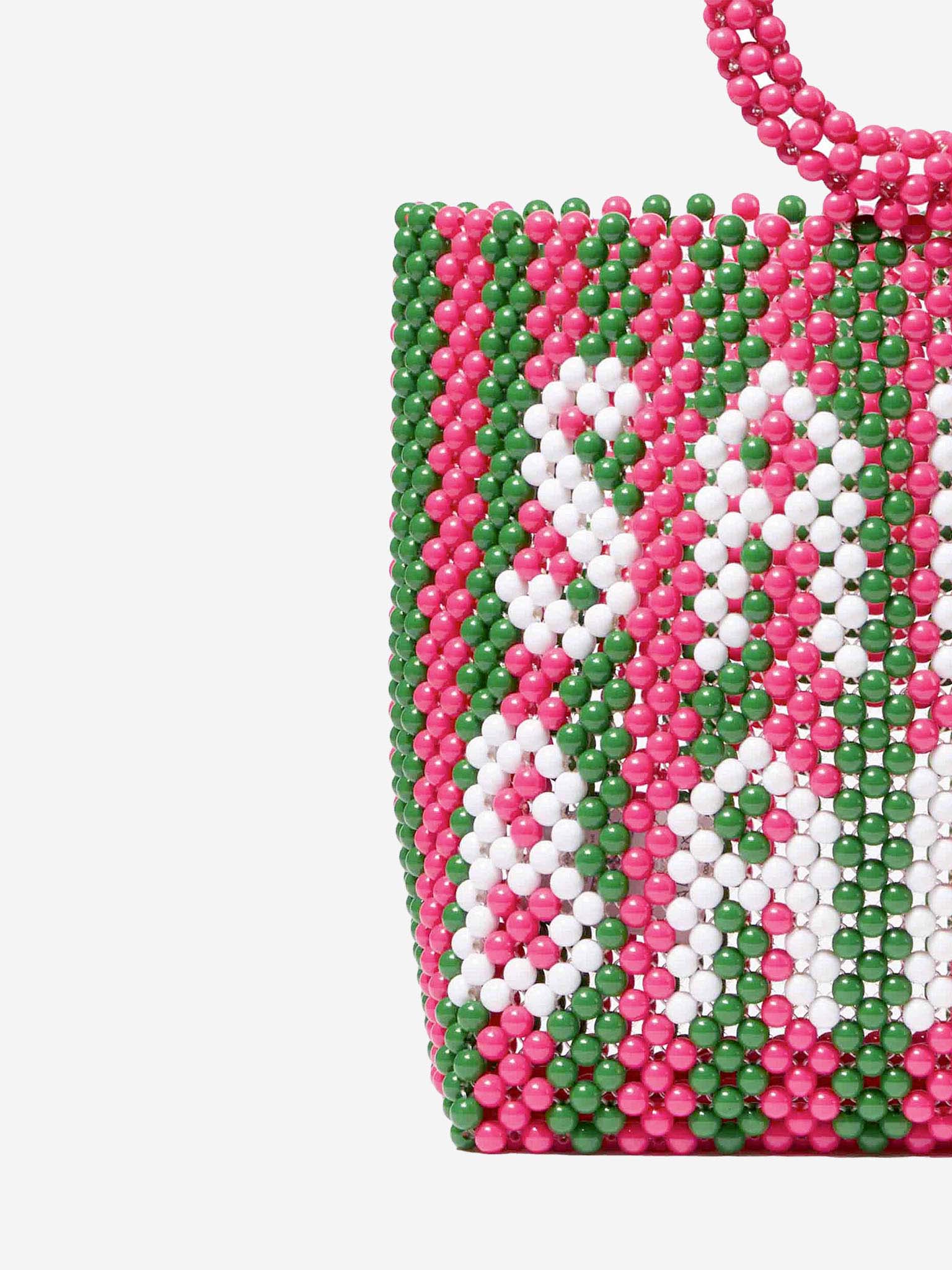 mc2-saint-barth-beaded-big-bag-borsa-con-perline-donna-a-righe-rosa-e-verdi image 2