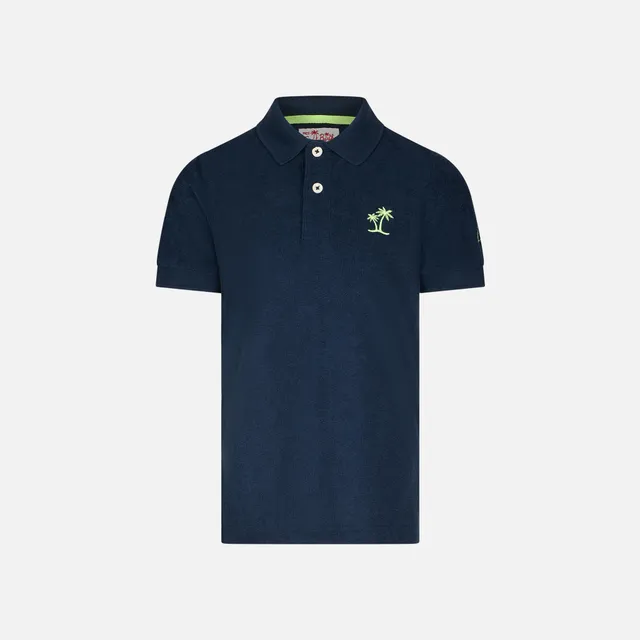 mc2-saint-barth-polo-da-bambino-in-spugna-blu-con-ricamo-palme image 1