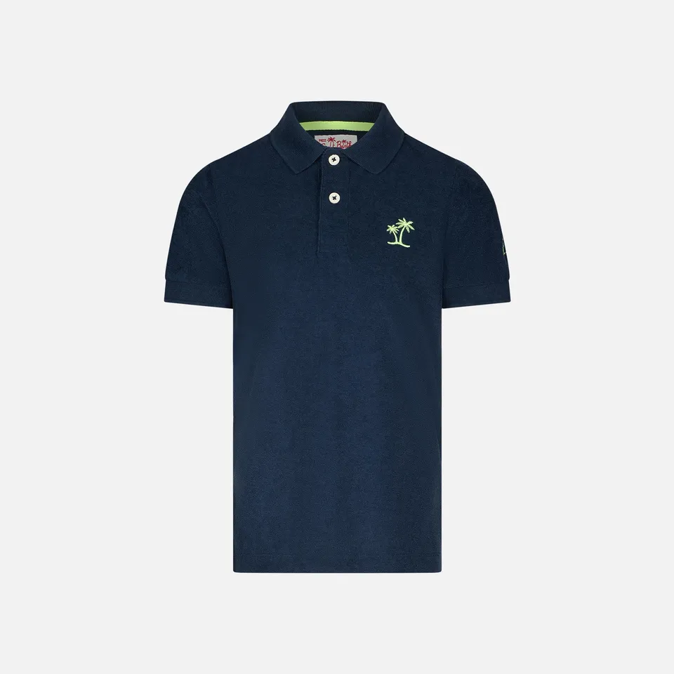 mc2-saint-barth-polo-da-bambino-in-spugna-blu-con-ricamo-palme image 1