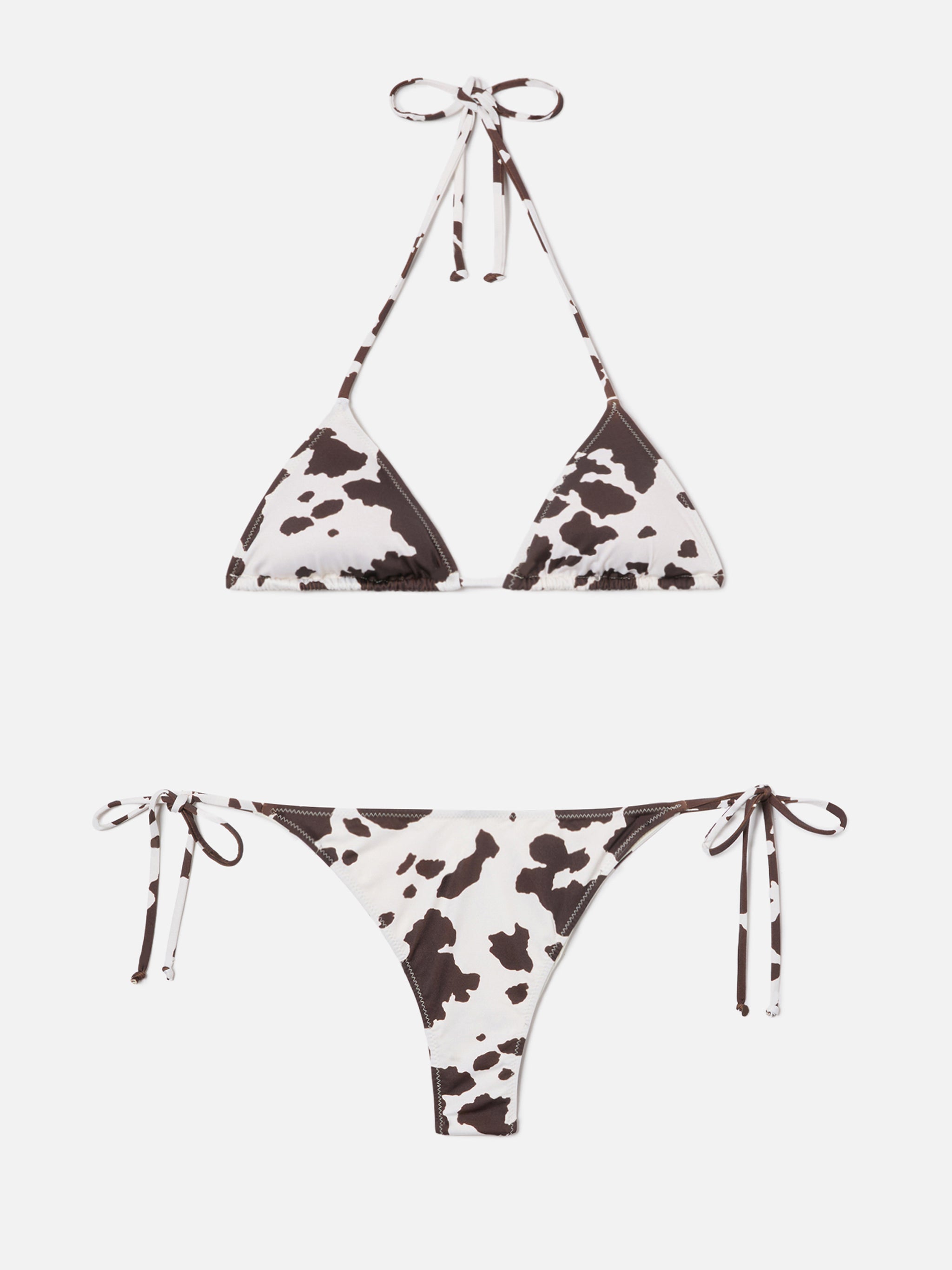 mc2-saint-barth-bikini-leah-teen-a-triangolo-stampa-muccata-marrone-e-panna image 1
