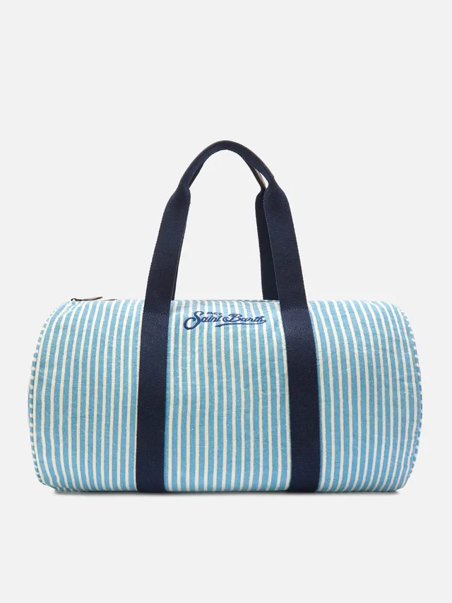 mc2-saint-barth-round-jetleg-borsone-lino-righe-blu-bianche-logo-ricamato image 1