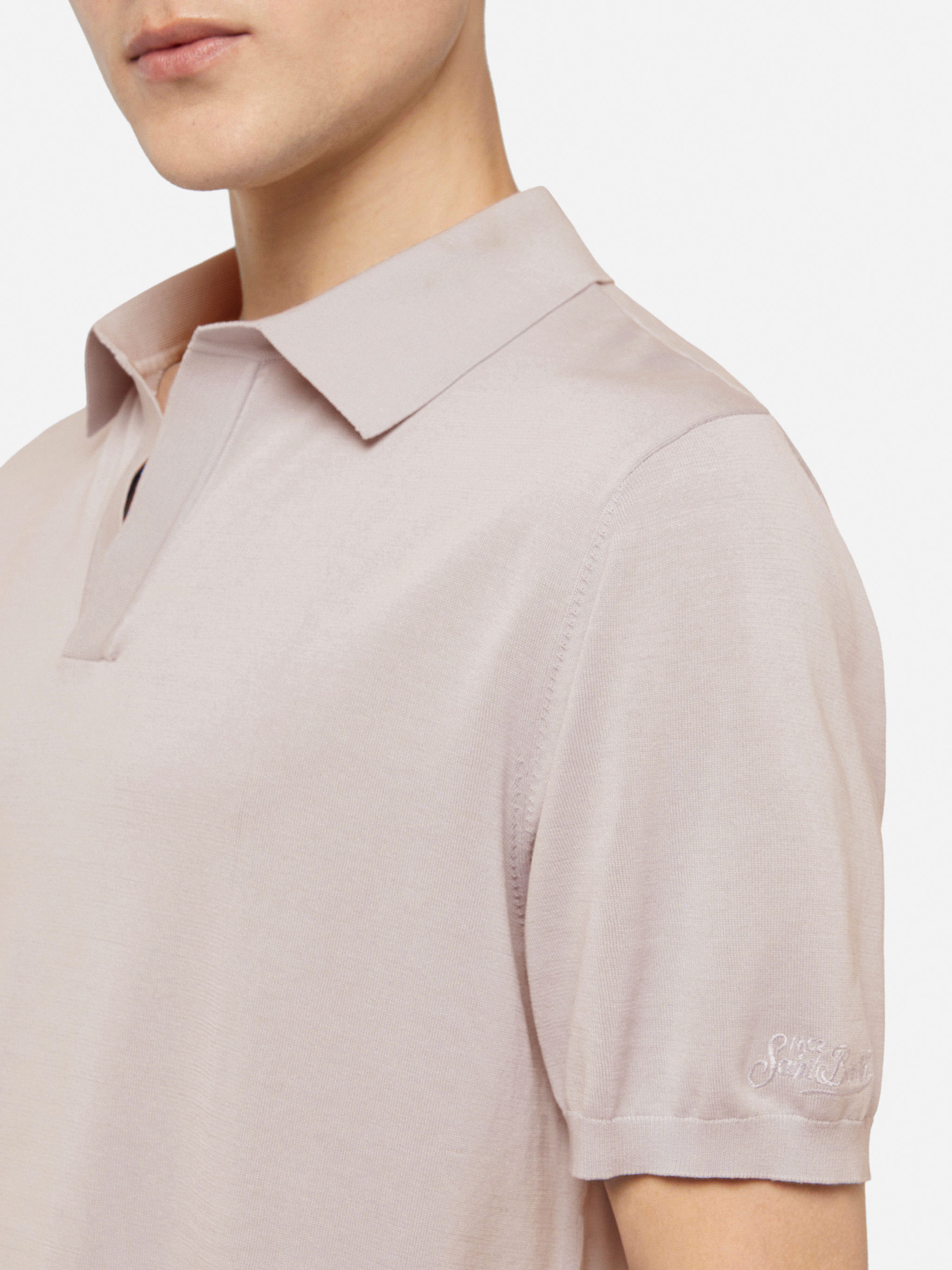 mc2-saint-barth-polo-sloan-uomo-in-maglia-seta-e-cotone-beige image 2