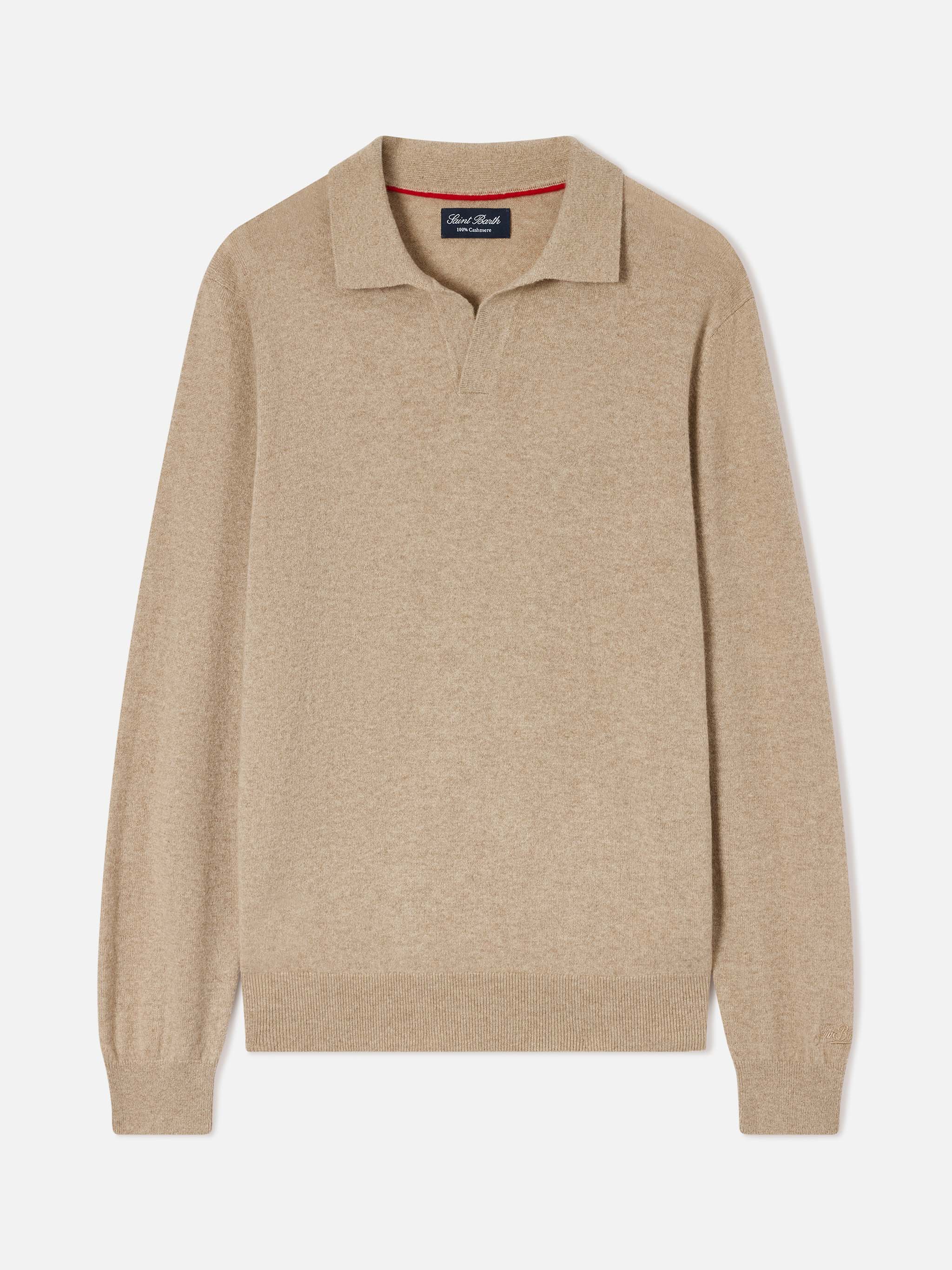 mc2-saint-barth-polo-uomo-covent-cashmere-cammello-maniche-lunghe image 1