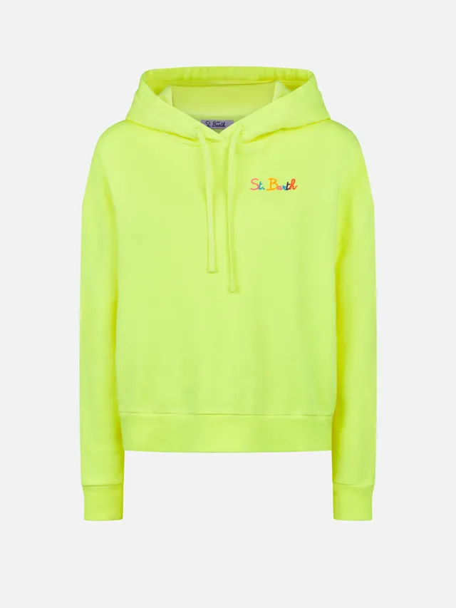 mc2-saint-barth-felpa-con-cappuccio-giallo-fluo-ricamo-st-barth image 1