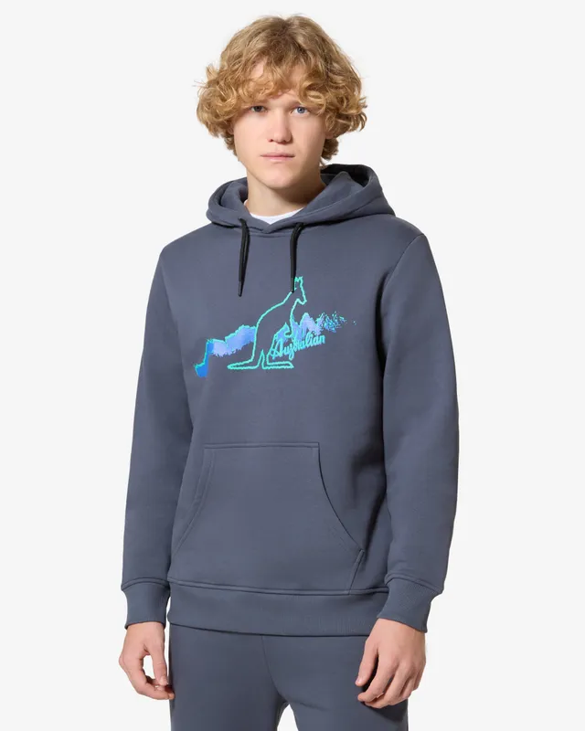 australian-road-hoodie-archive-grigio-titanio-felpa-cotone-cappuccio-made-in-ita image 1