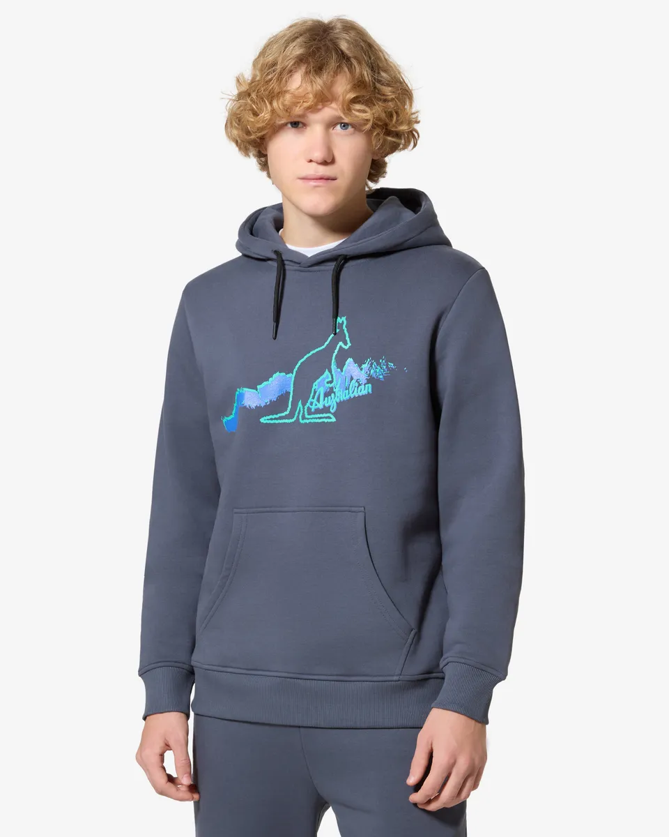 australian-road-hoodie-archive-grigio-titanio-felpa-cotone-cappuccio-made-in-ita image 1