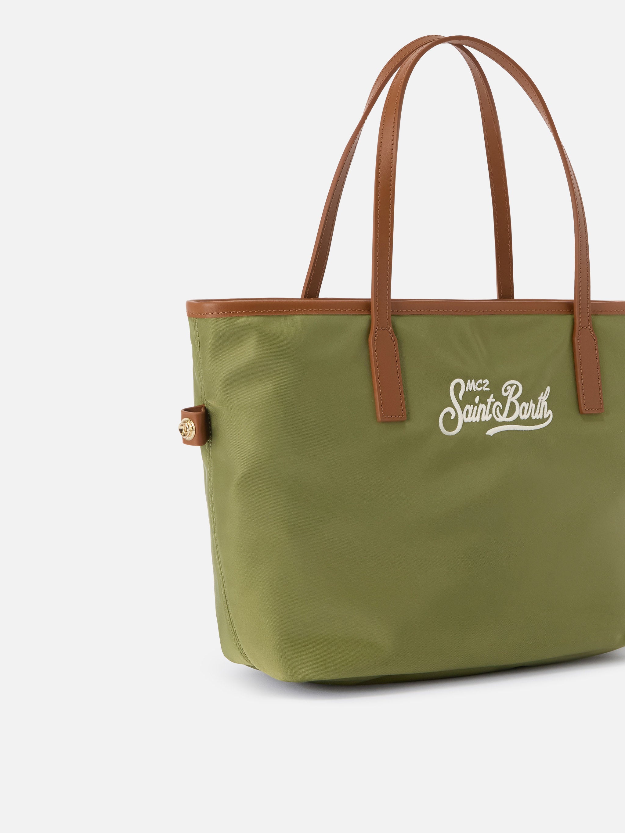 mc2-saint-barth-borsa-city-medium-in-nylon-verde-militare-logo-ricamato image 3