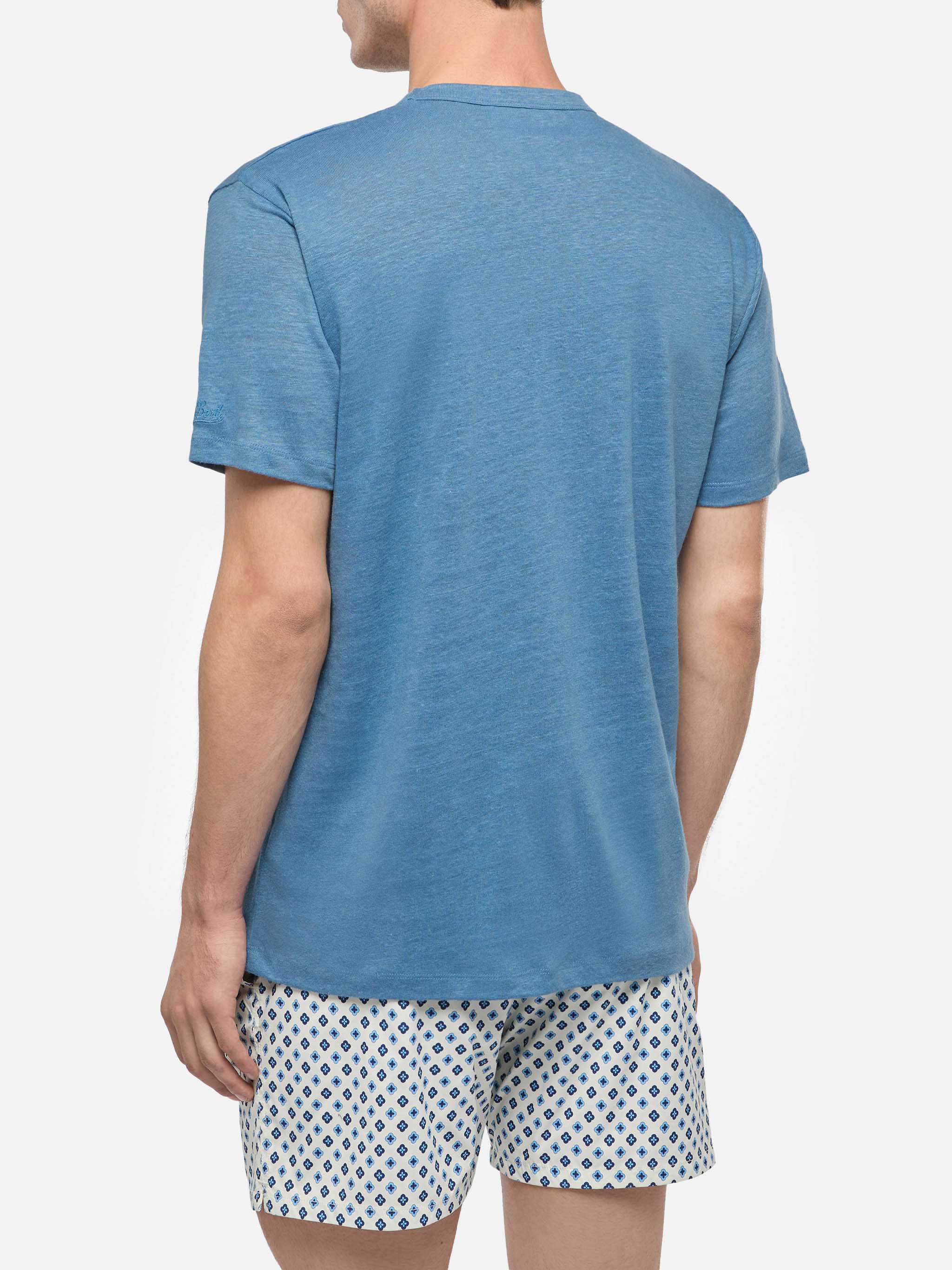 mc2-saint-barth-t-shirt-ecstasea-in-jersey-di-lino-blu-polvere image 4