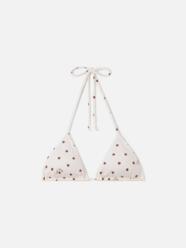 mc2-saint-barth-top-bikini-leah-triangolo-con-stampa-a-pois-beige-e-marrone image 1