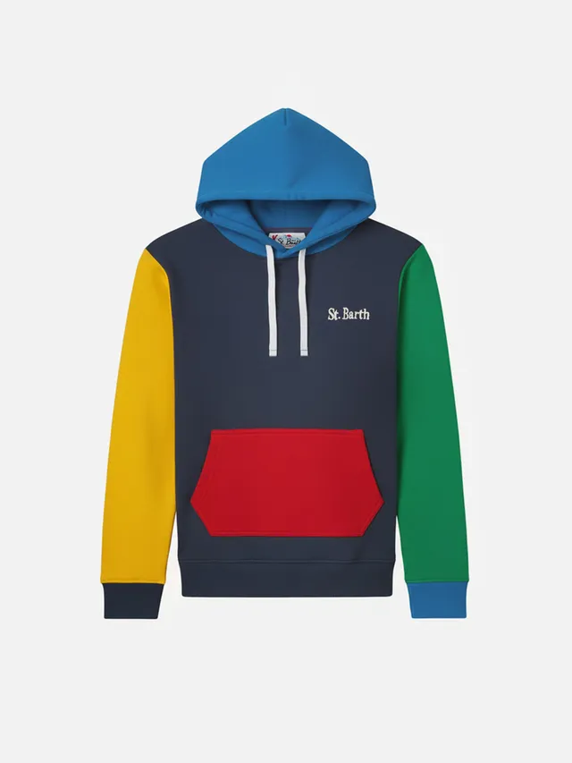 mc2-saint-barth-felpa-bambino-oliver-con-cappuccio-color-block-in-cotone image 1
