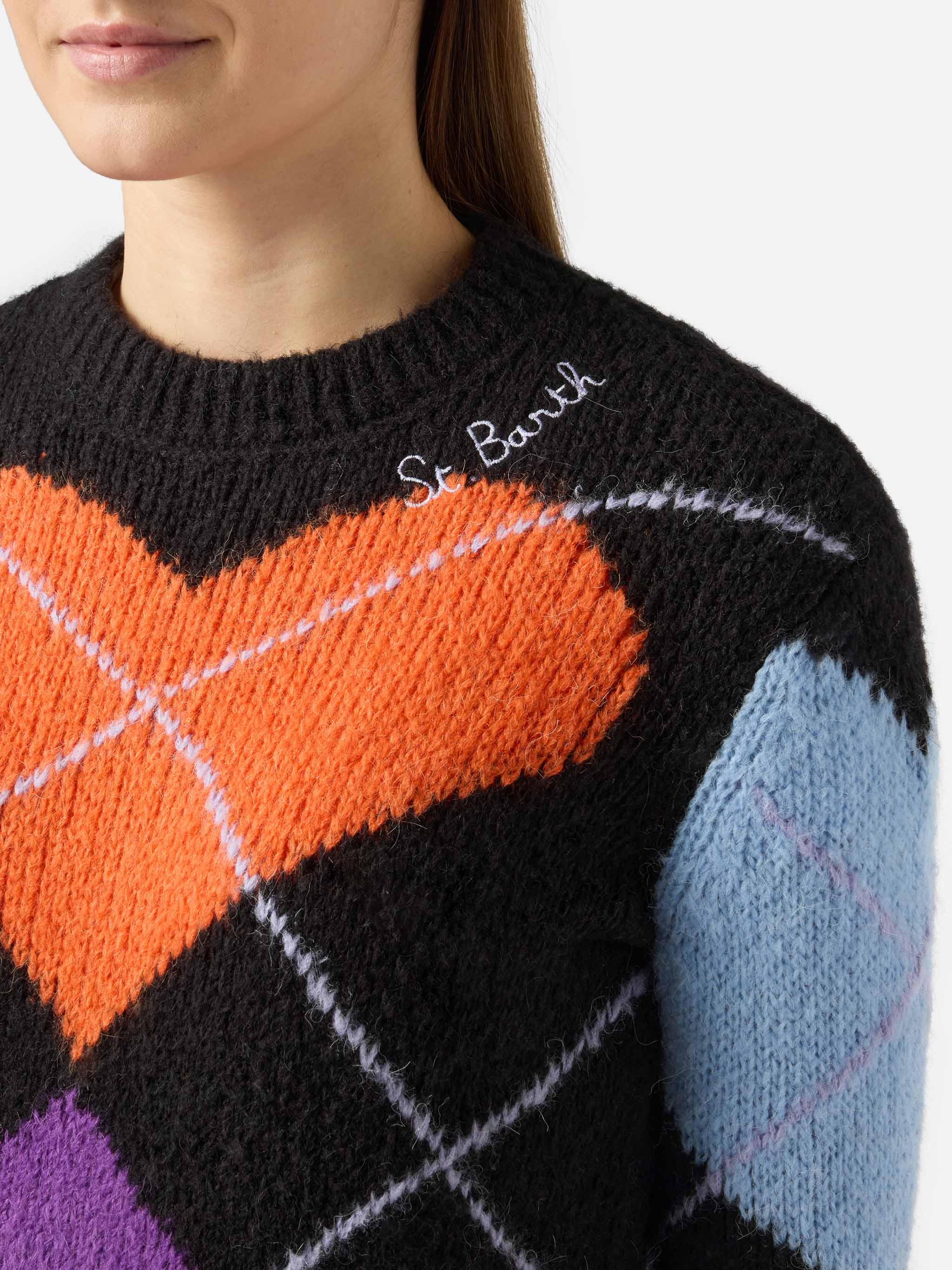 mc2-saint-barth-maglione-new-queen-crop-nero-con-cuori-donna image 2